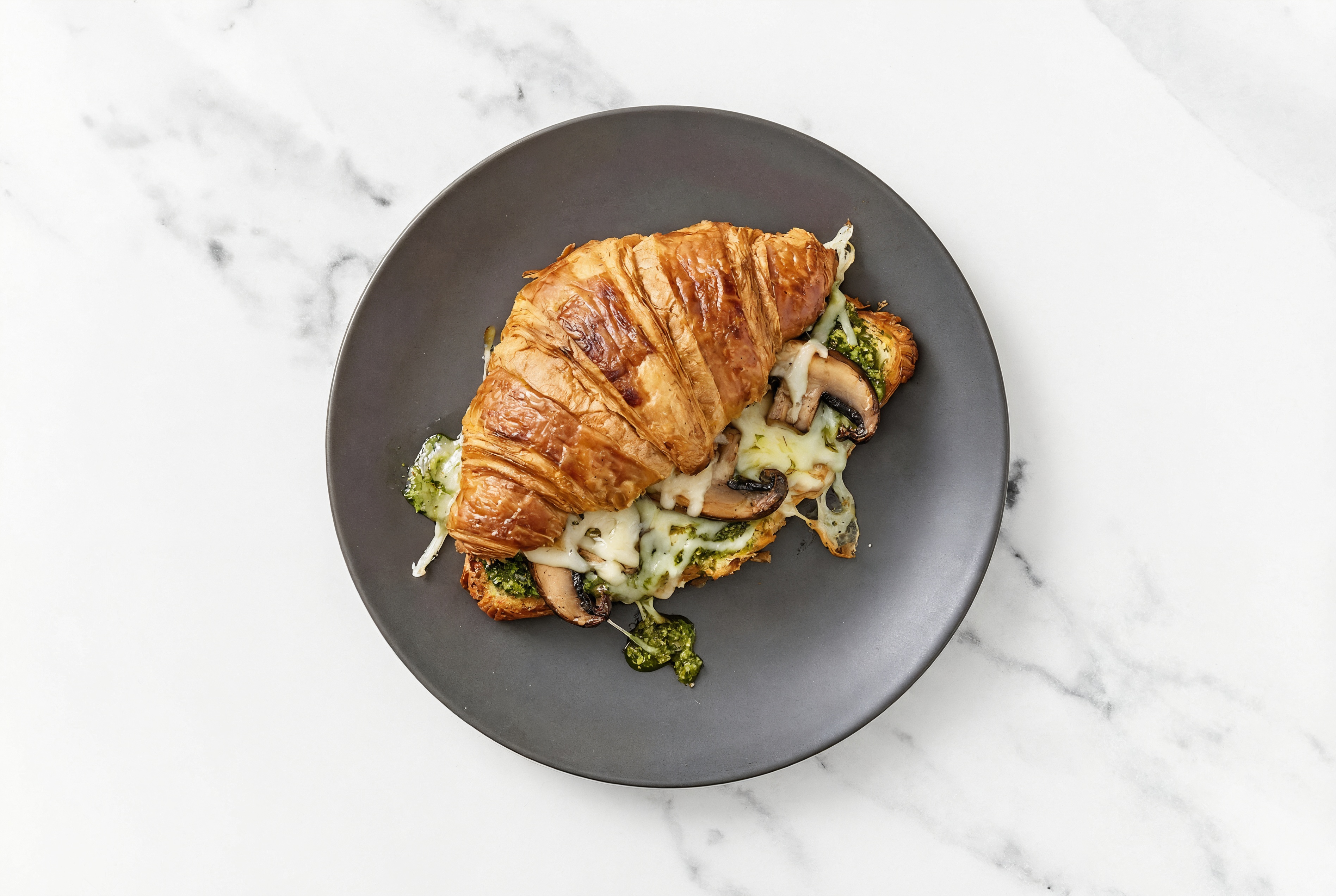 Herby Pesto Mushroom Grilled Cheese with Shredded Mozzarella Cheese