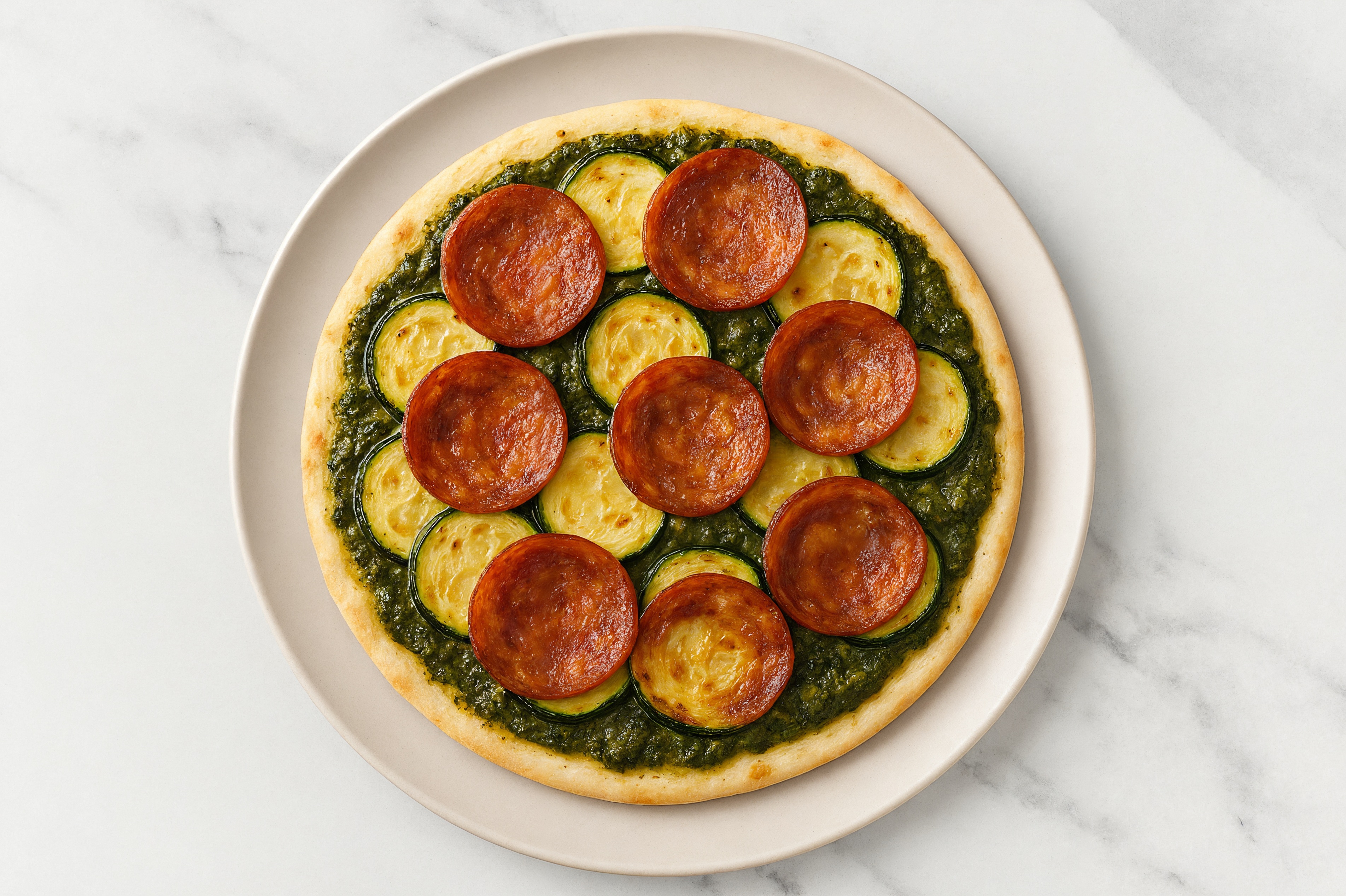 Pepperoni Pesto Gluten Free Pizza Flatbread