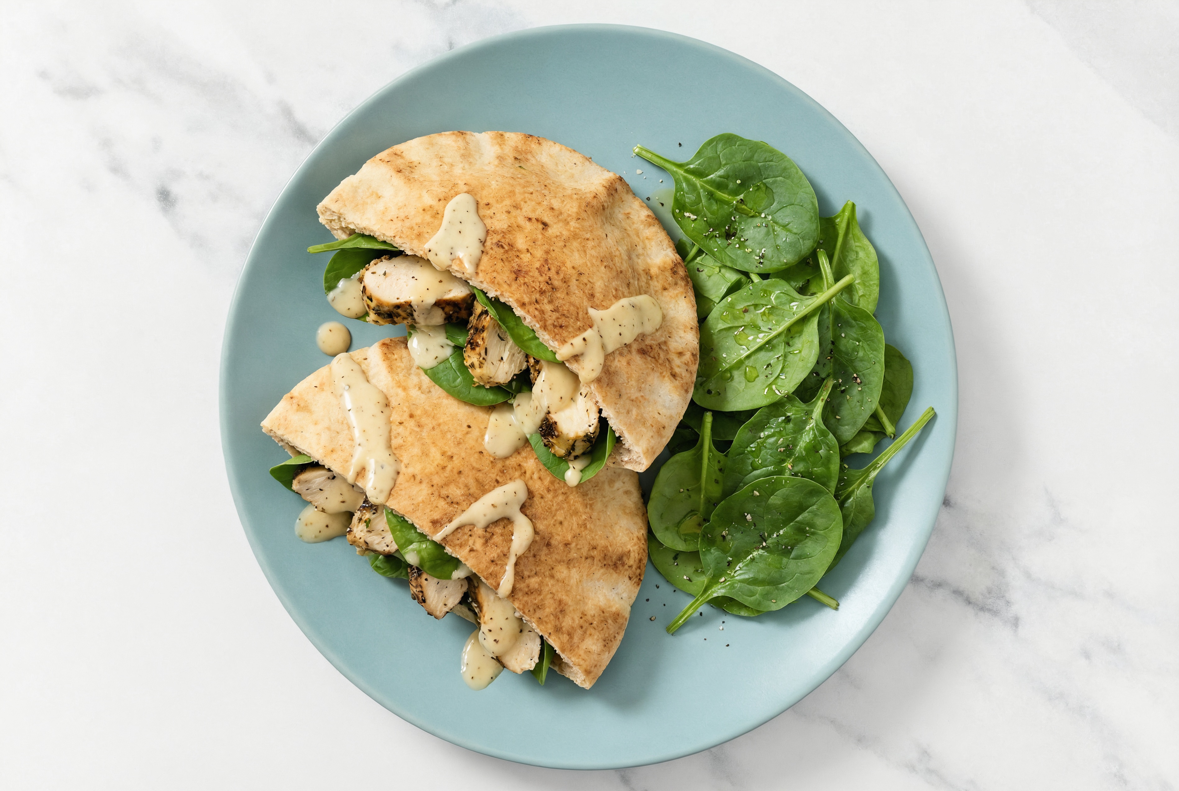Mediterranean Grilled Chicken Breast Caesar Traditional Pita Sandwich