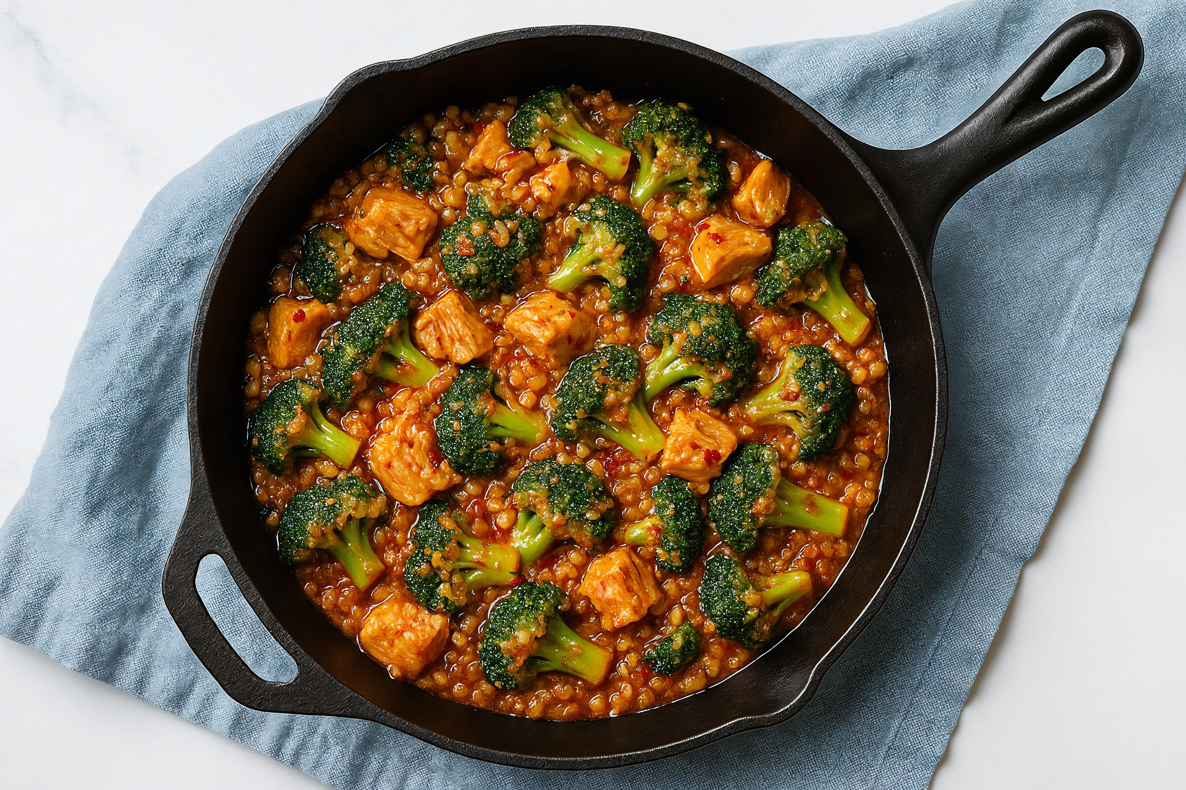 Sweet Chili Albacore Tuna Stir-Fry with Broccoli over Riced Cauliflower