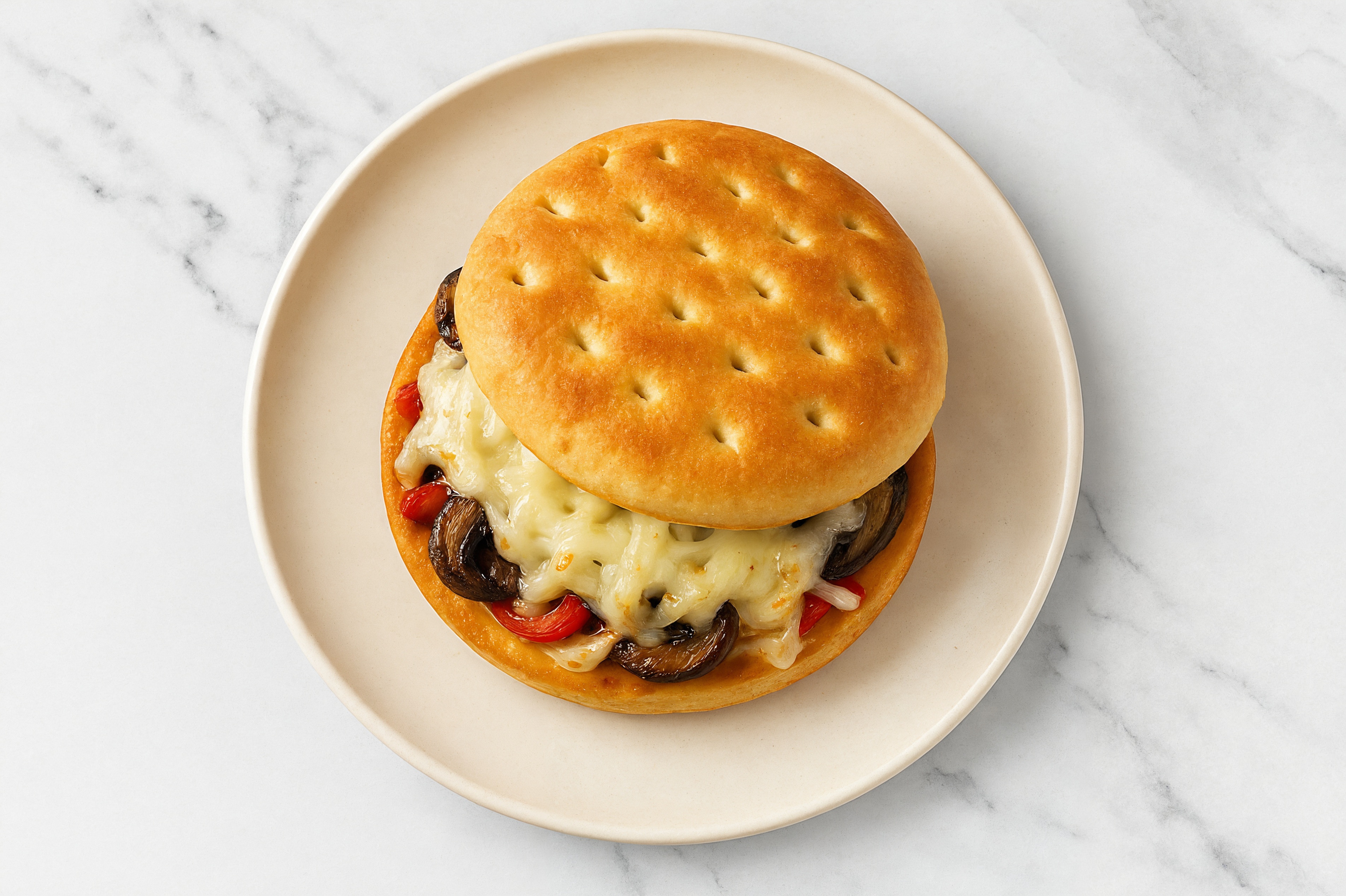 Melty Mozz Mushroom + Organic Pepper Sandwich with Shredded Mozzarella Cheese