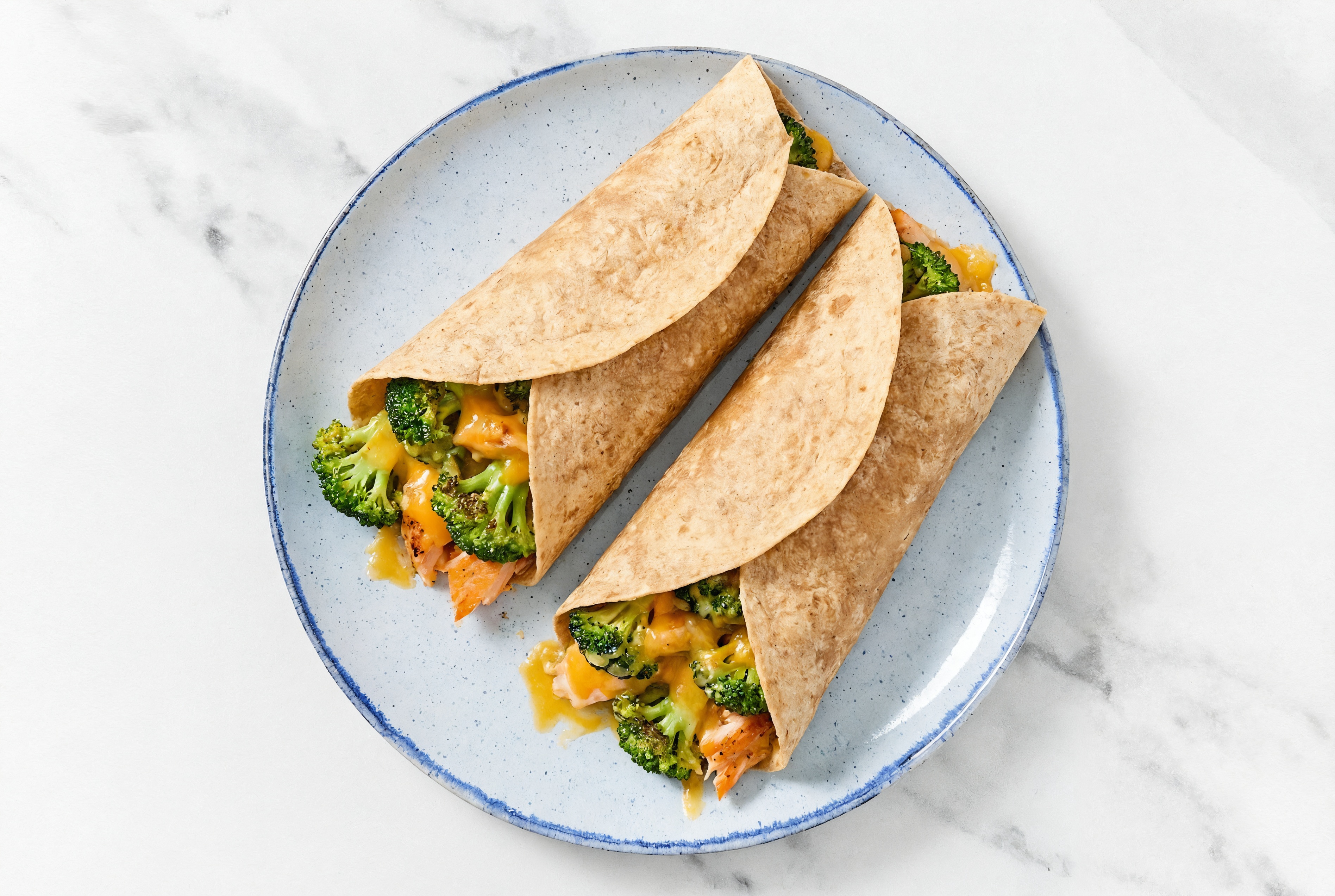 Cheesy Broccoli Grilled Salmon Wrap