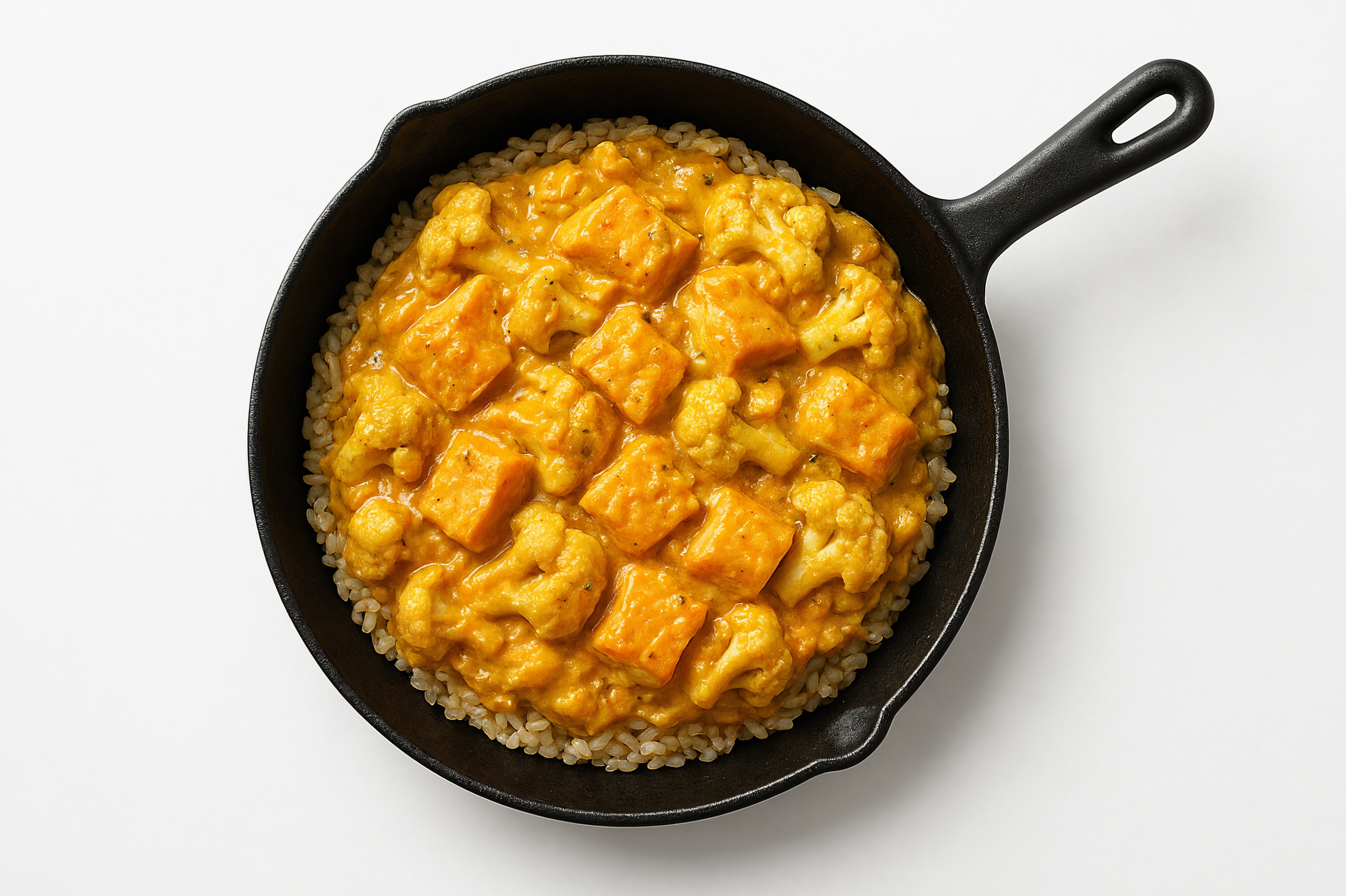 Coconut Curry Salmon Stir-Fry with Cauliflower over Brown Rice