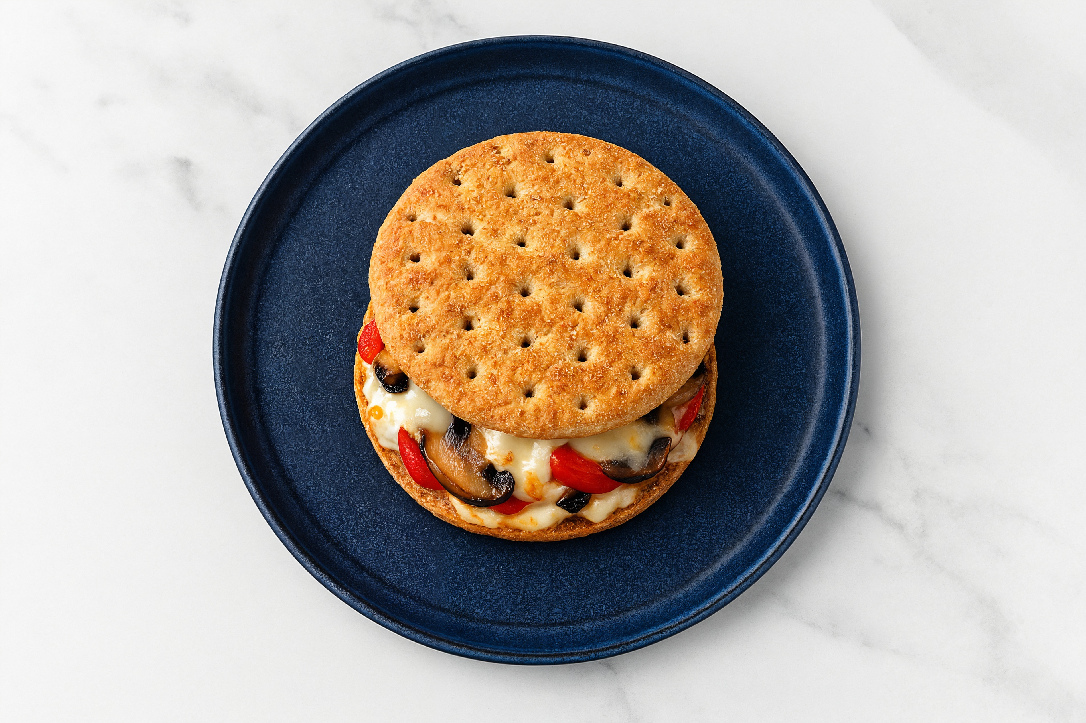 Vegan Portabella Melt with Red Bell Pepper