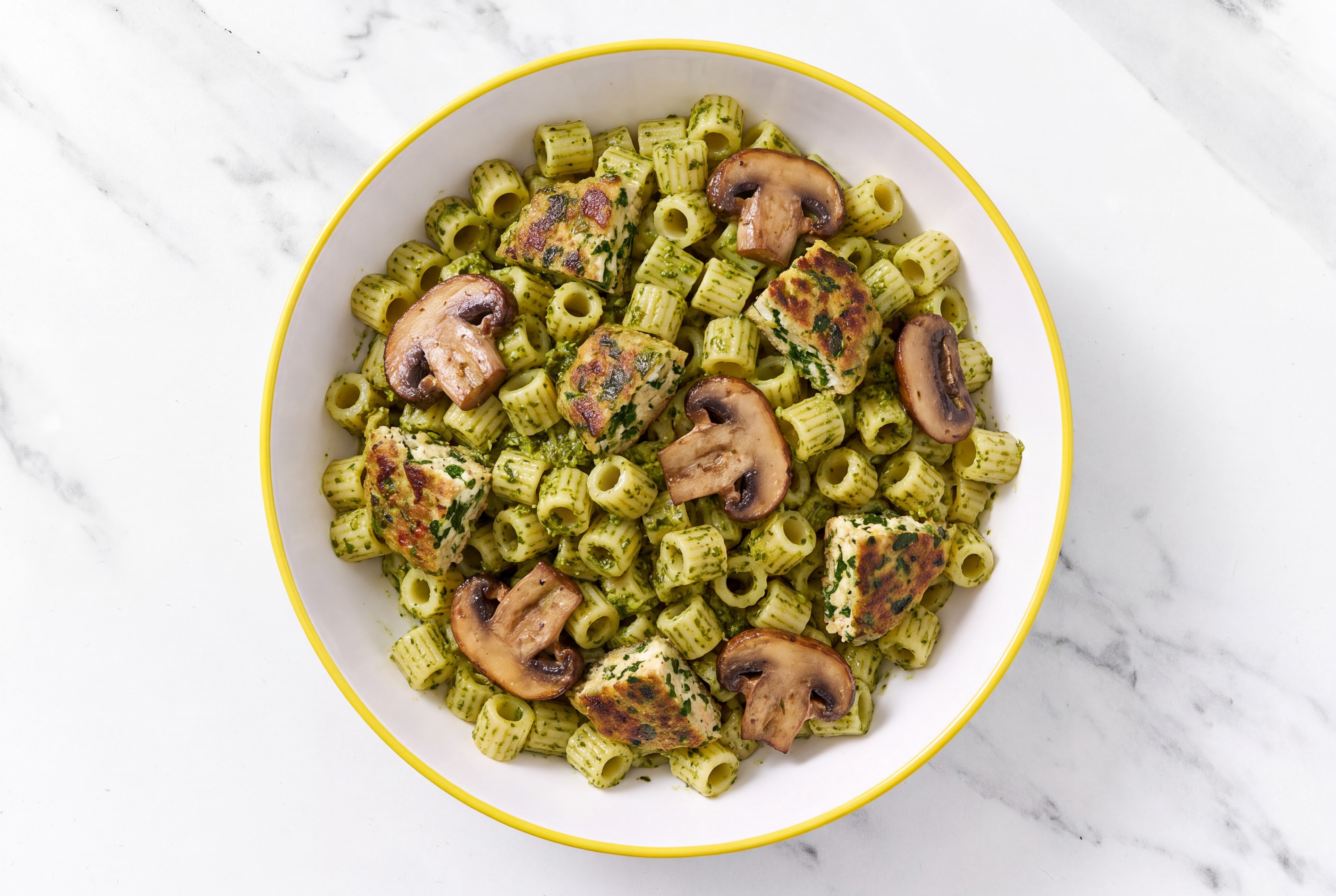 Kale Pesto with Turkey + Mushroom Tubetti Rigati Pasta