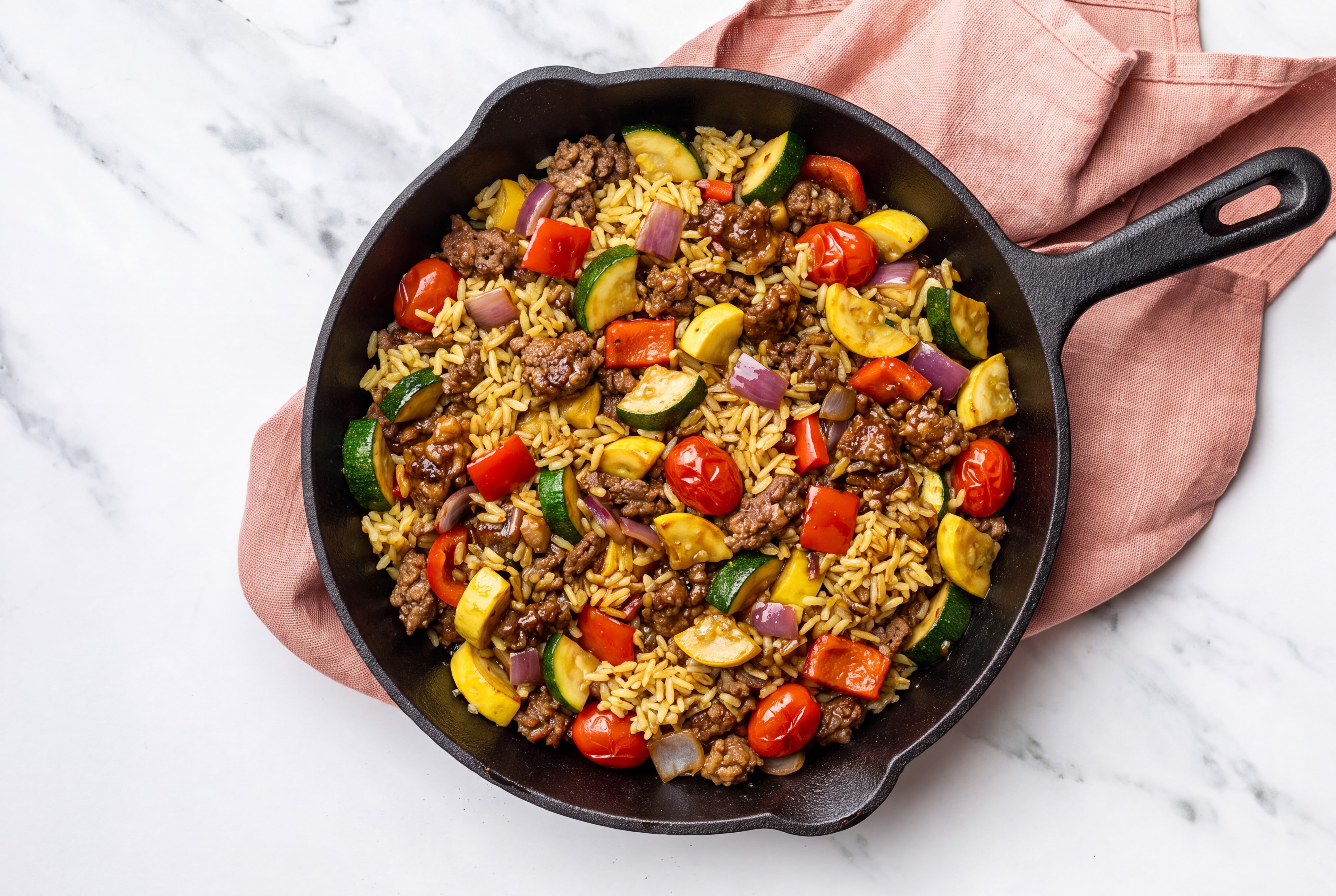 Japanese Bbq Squash + Ground 93/7 Lean Beef Stir-Fry