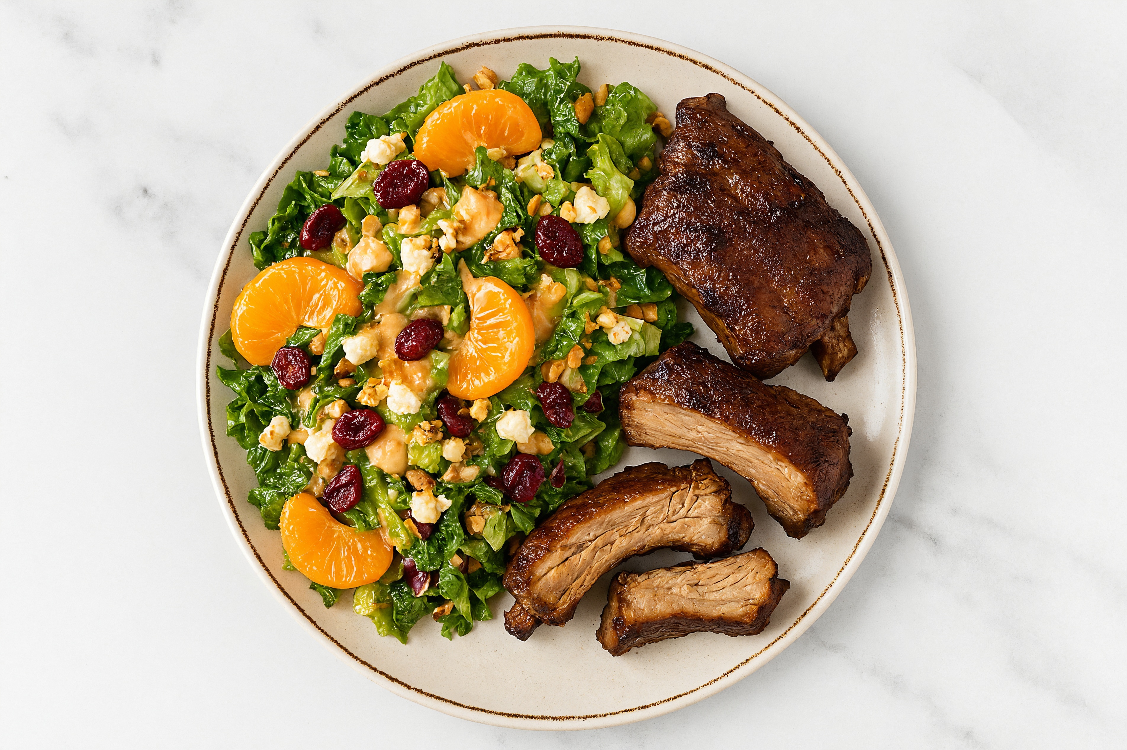 Juicy Baby Back Ribs + Mandarin Orange Salad