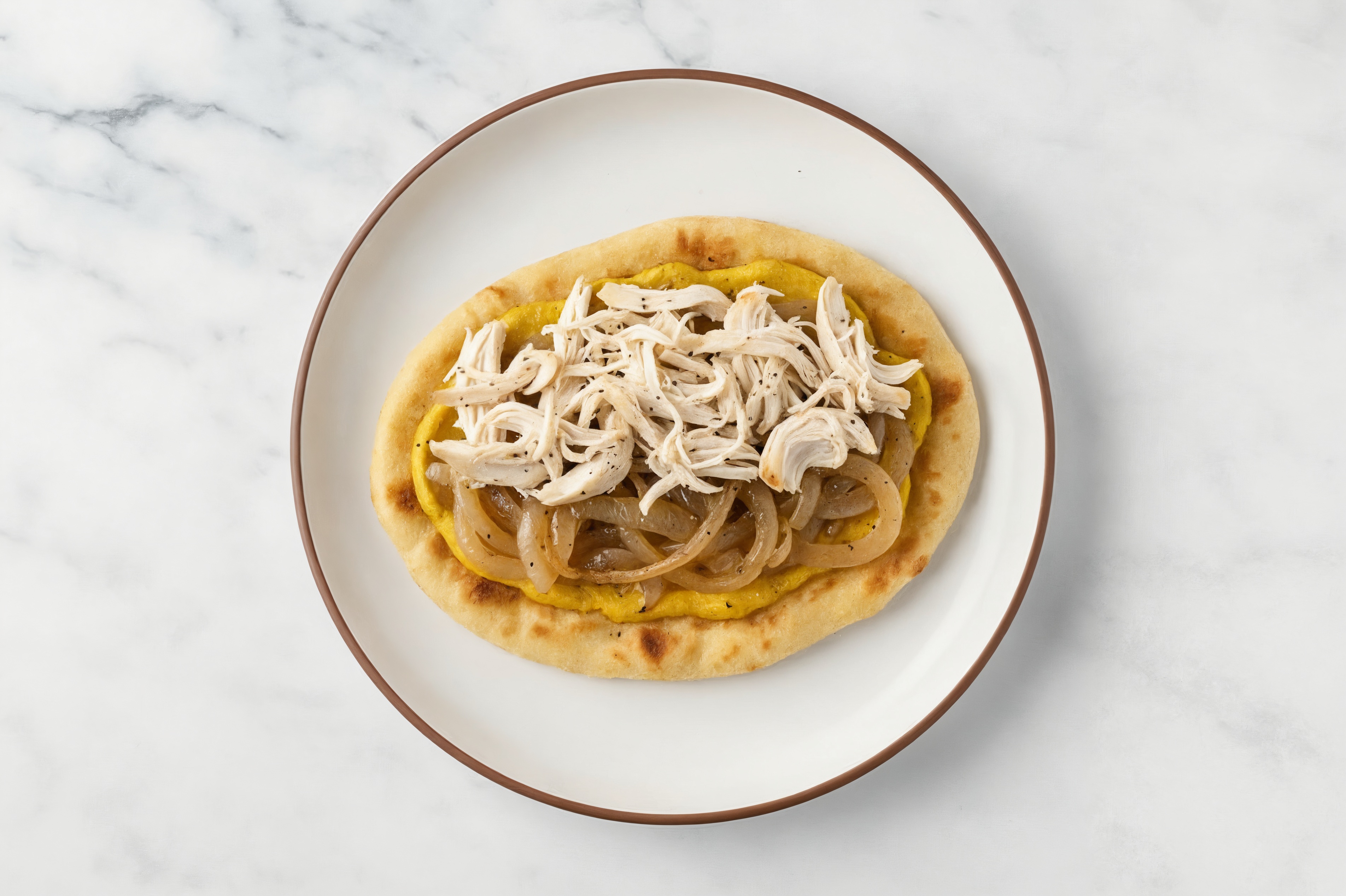Curried Caramelized Onion + Chicken Flatbread with Traditional Naan