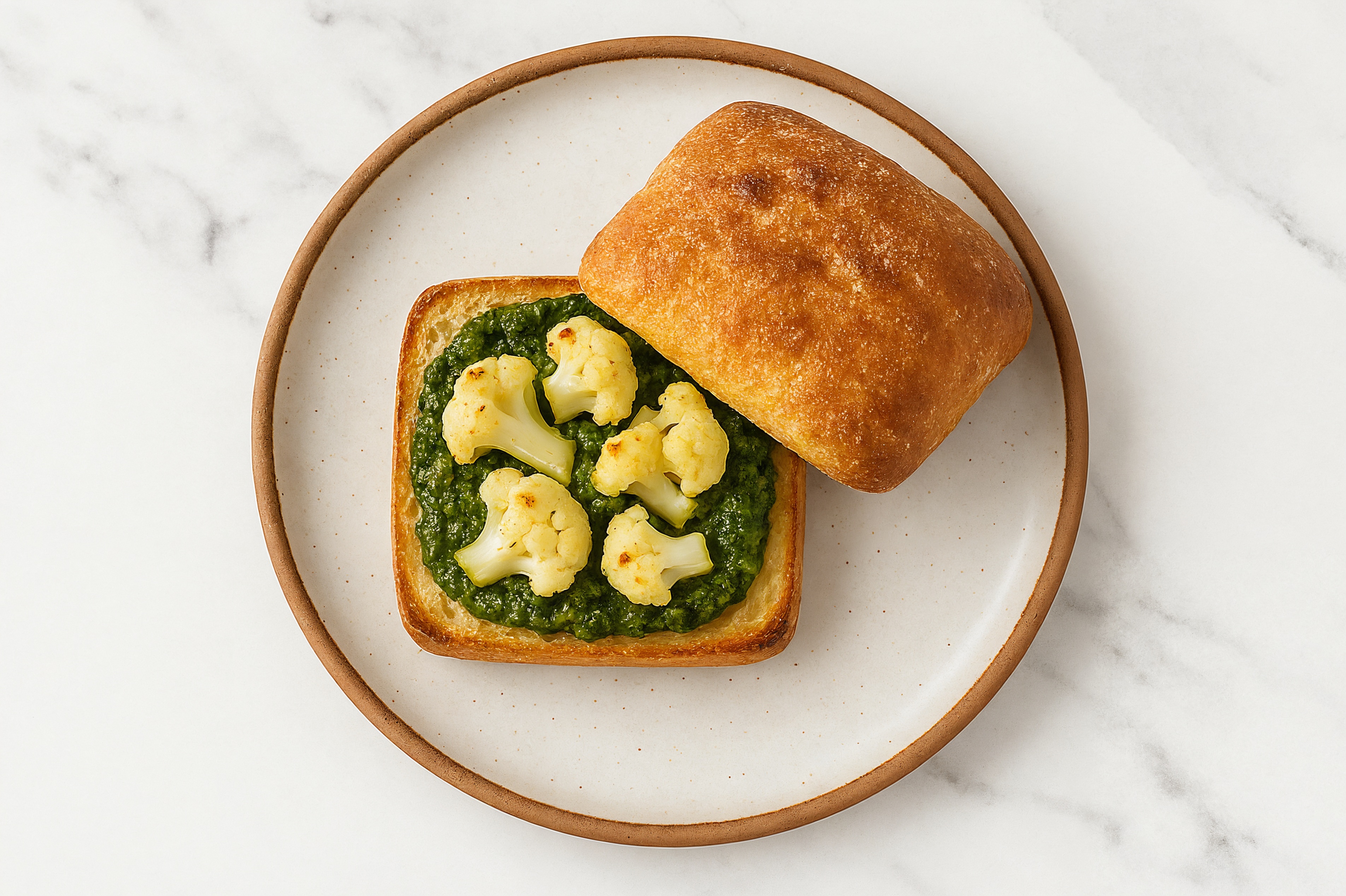 Roasted Garlic + Cauliflower Toasts