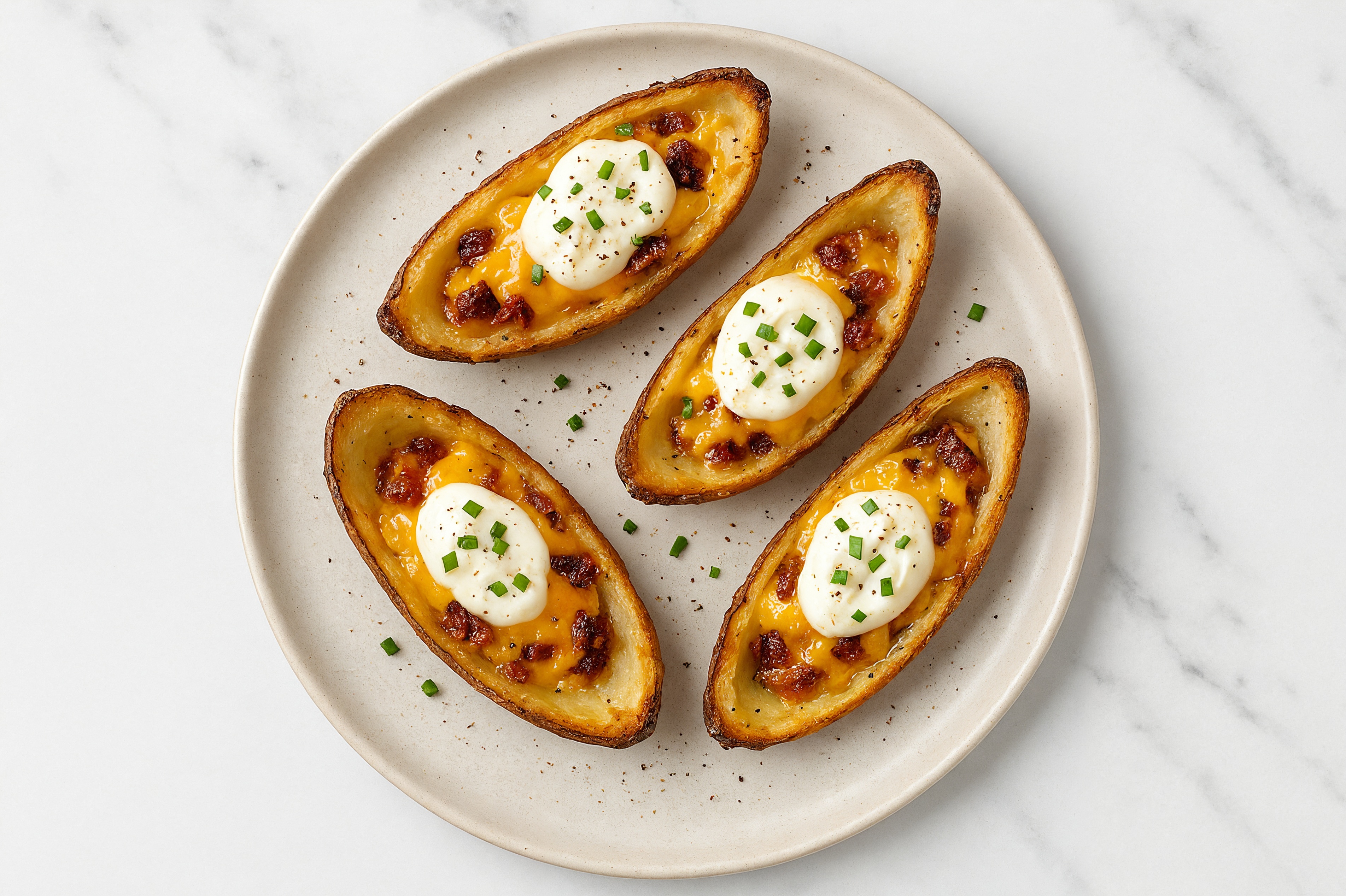 Cheesy Bacon Baked Potato Skins with Sharp Cheddar Bar