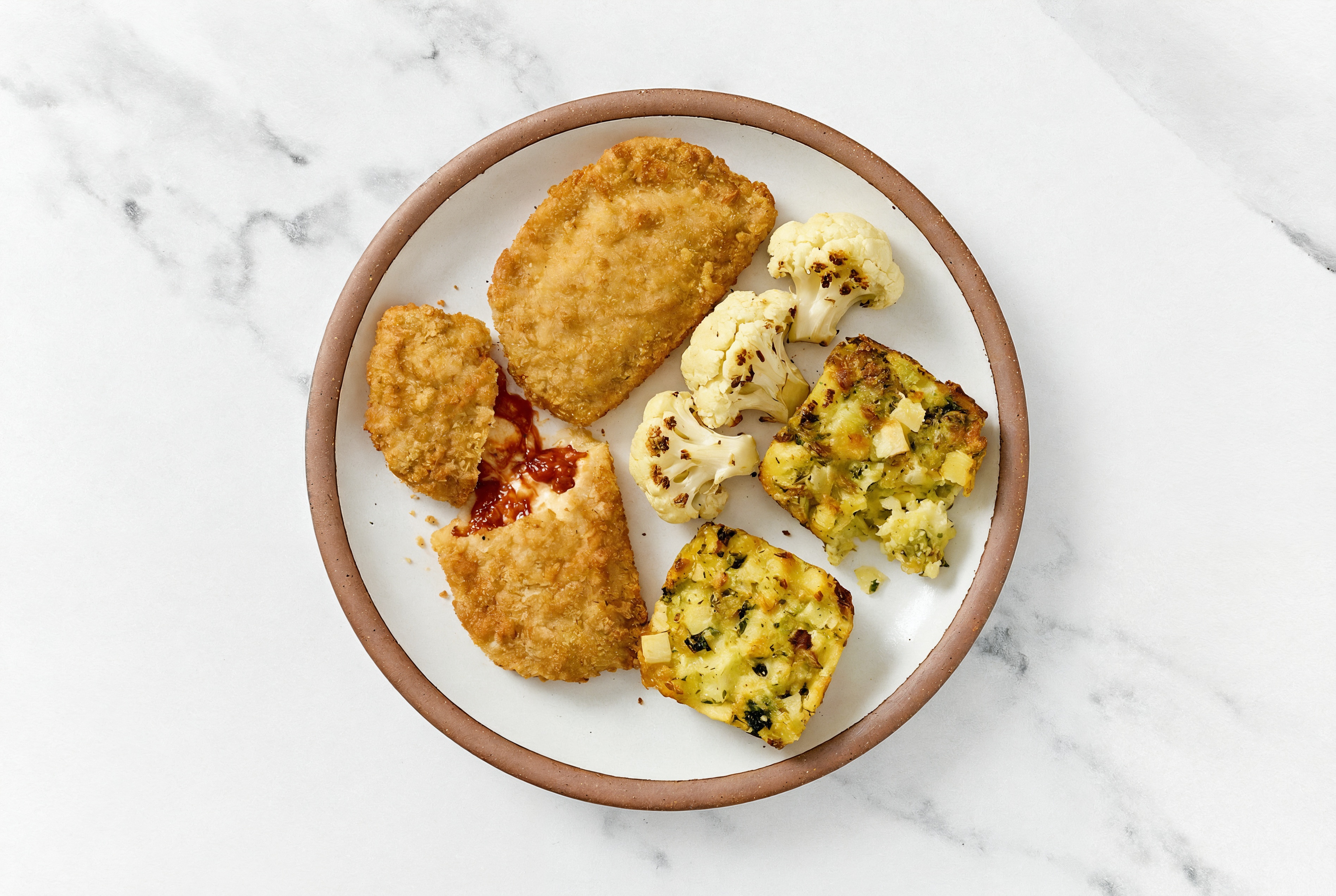"Chicken" Parm with Cauliflower Florets & Potato Bake