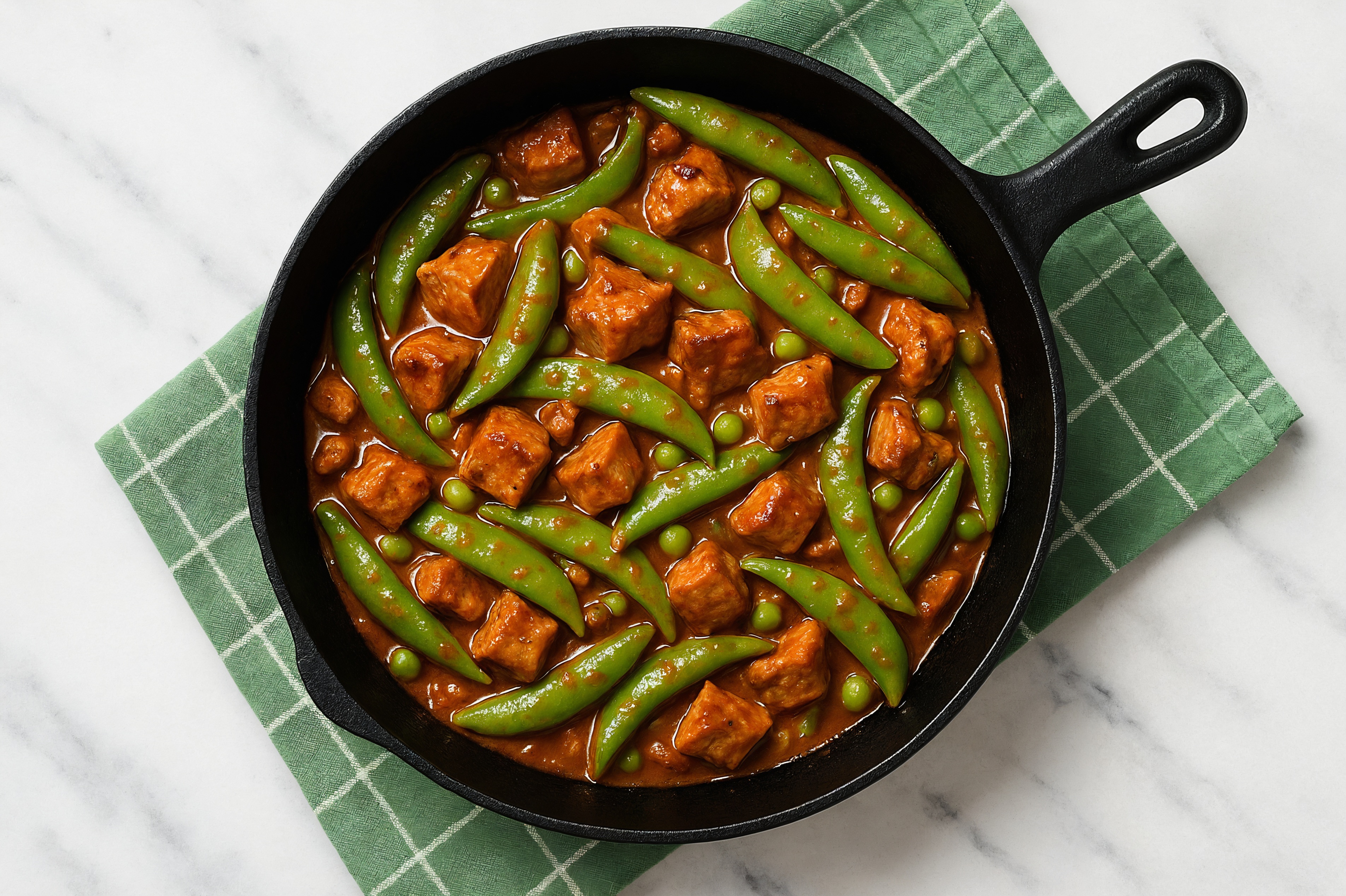 Spicy Vindaloo Pork Tenderloin Stir-Fry with Snap Peas
