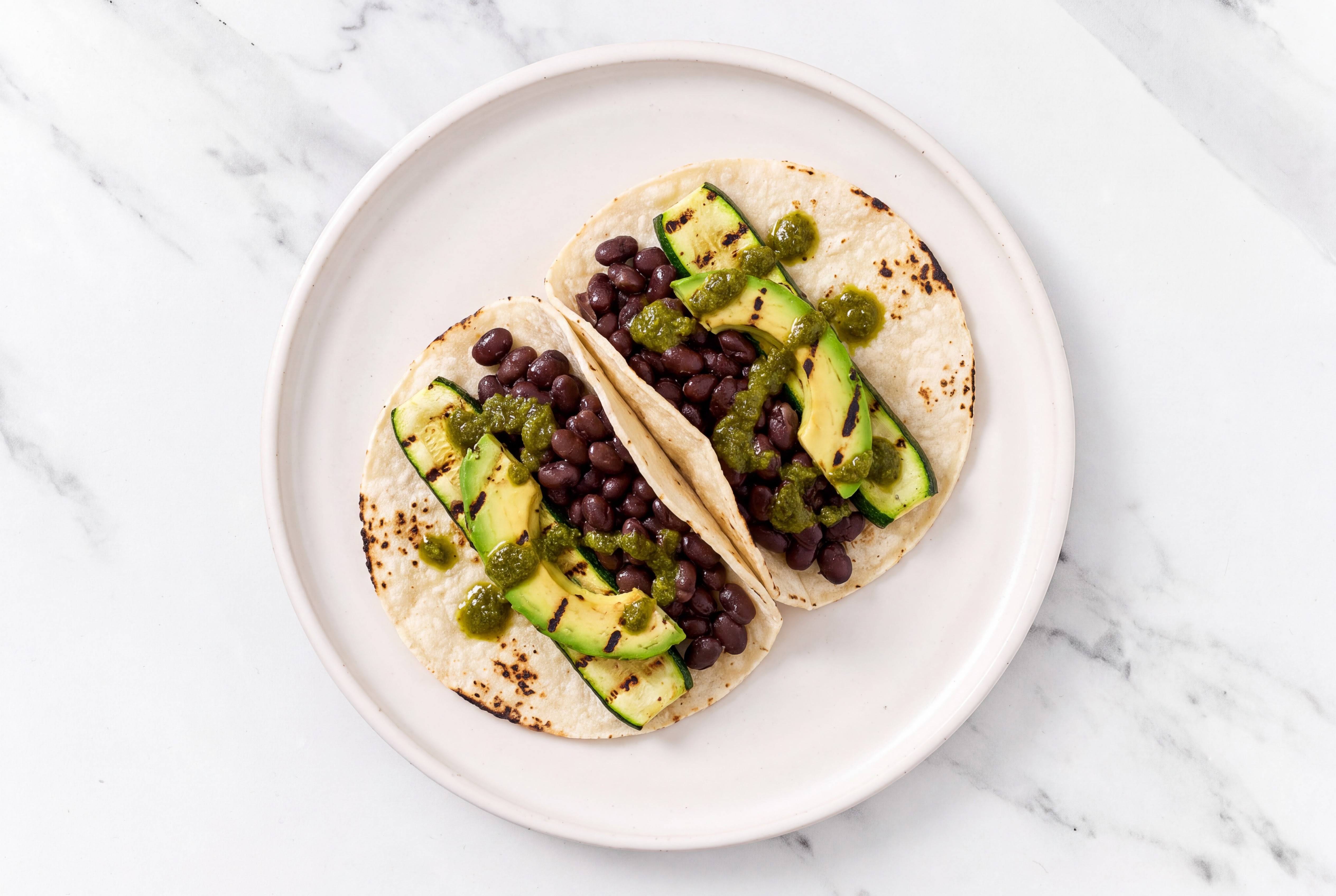 Grilled Zucchini + Avocado Tacos