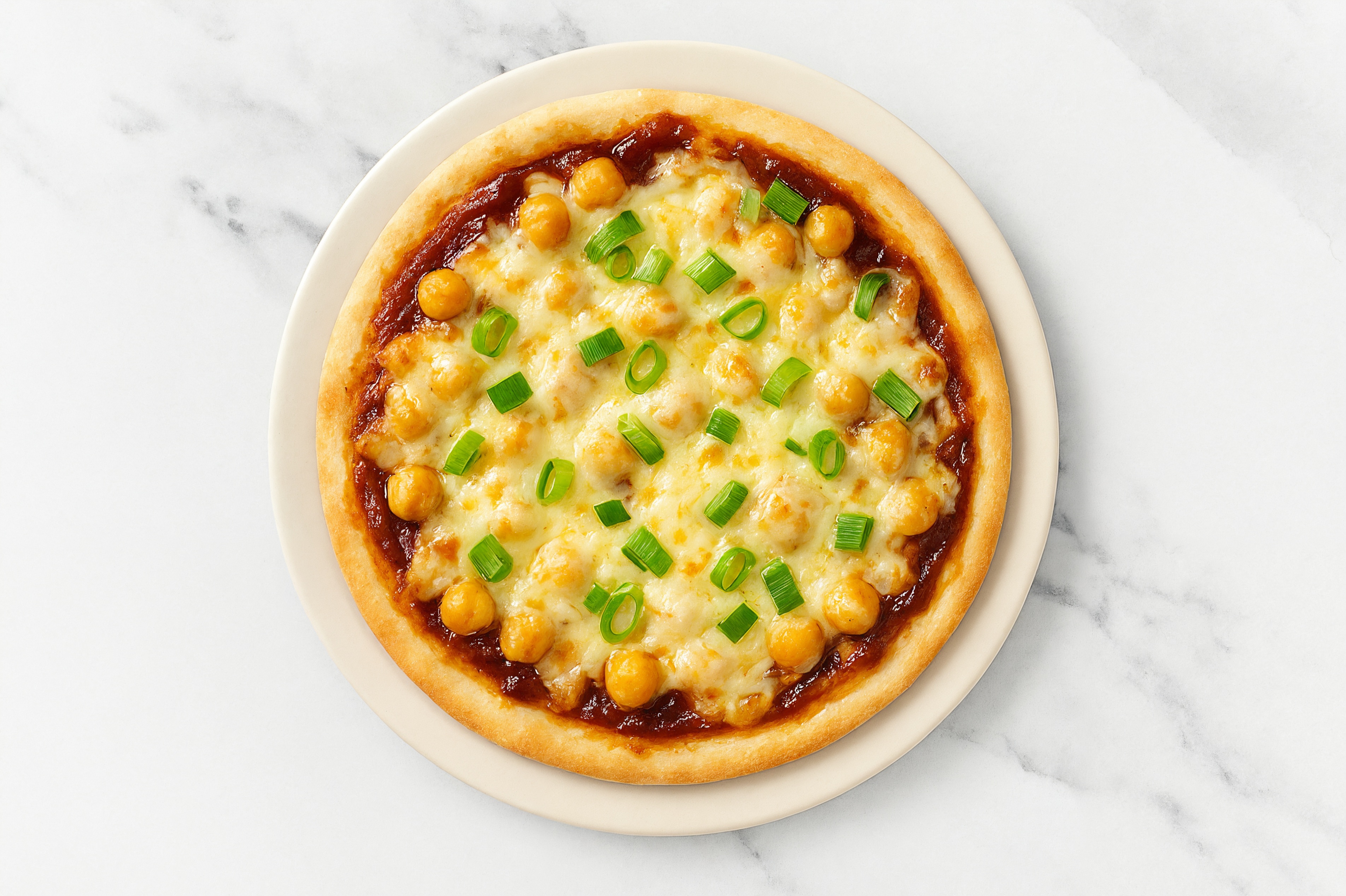 BBQ Chickpea Gluten-Free Pizza with Scallions with Grated Parmesan Cheese