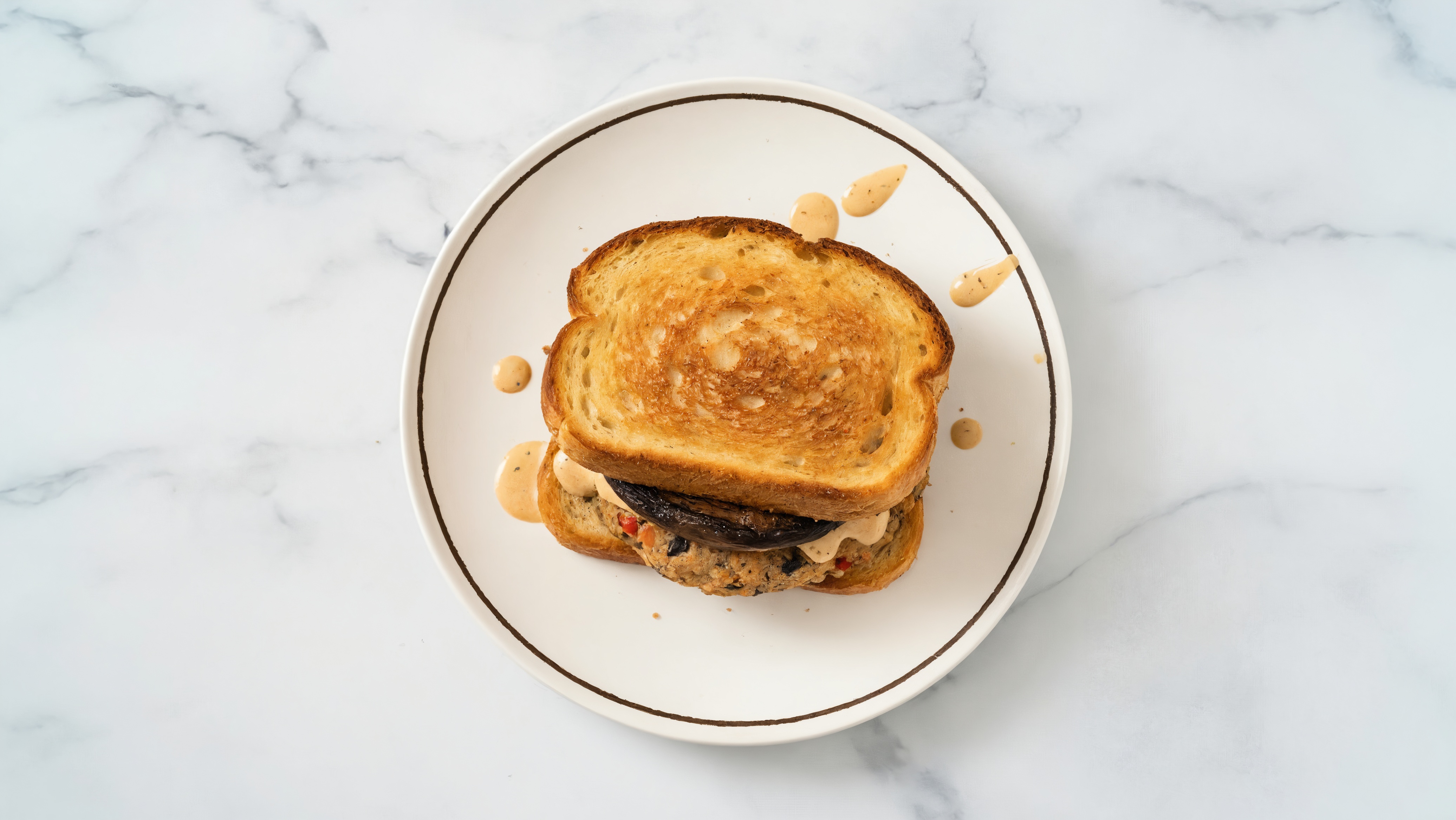 Portabella Black Bean Burger on GF Bread with Buffalo Ranch