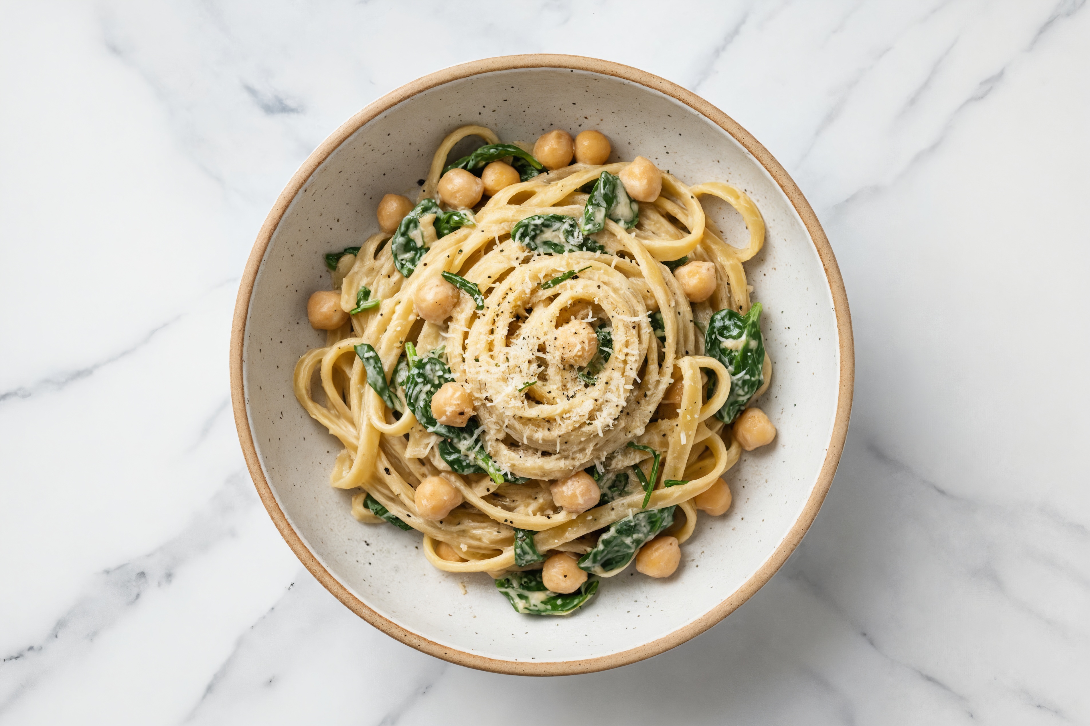 Hearty Creamy Chickpea + Rosemary Pasta with Classic Alfredo