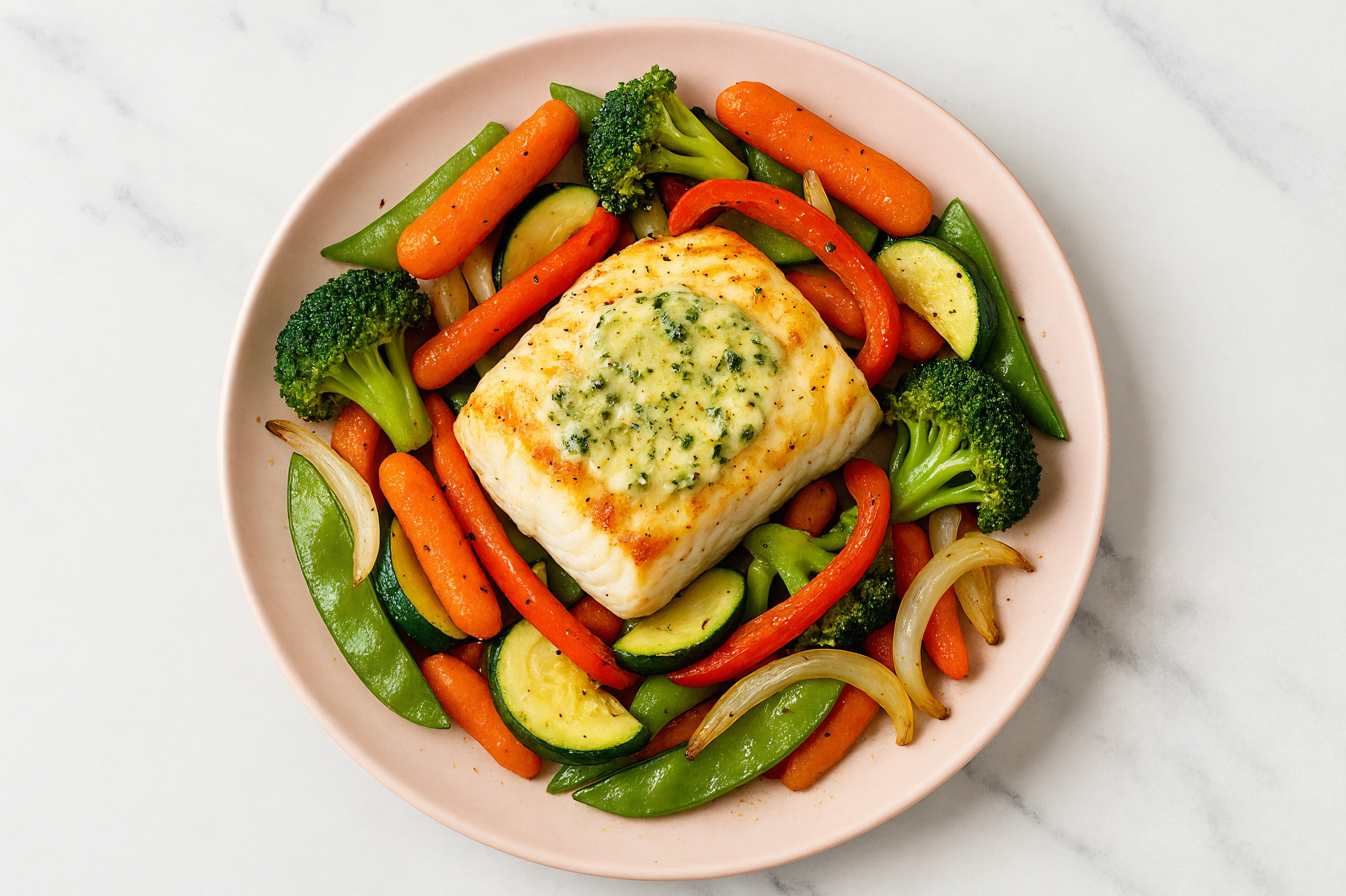 Sheet-Pan Slow Churned Herb Pasture Butter Halibut + Veggies