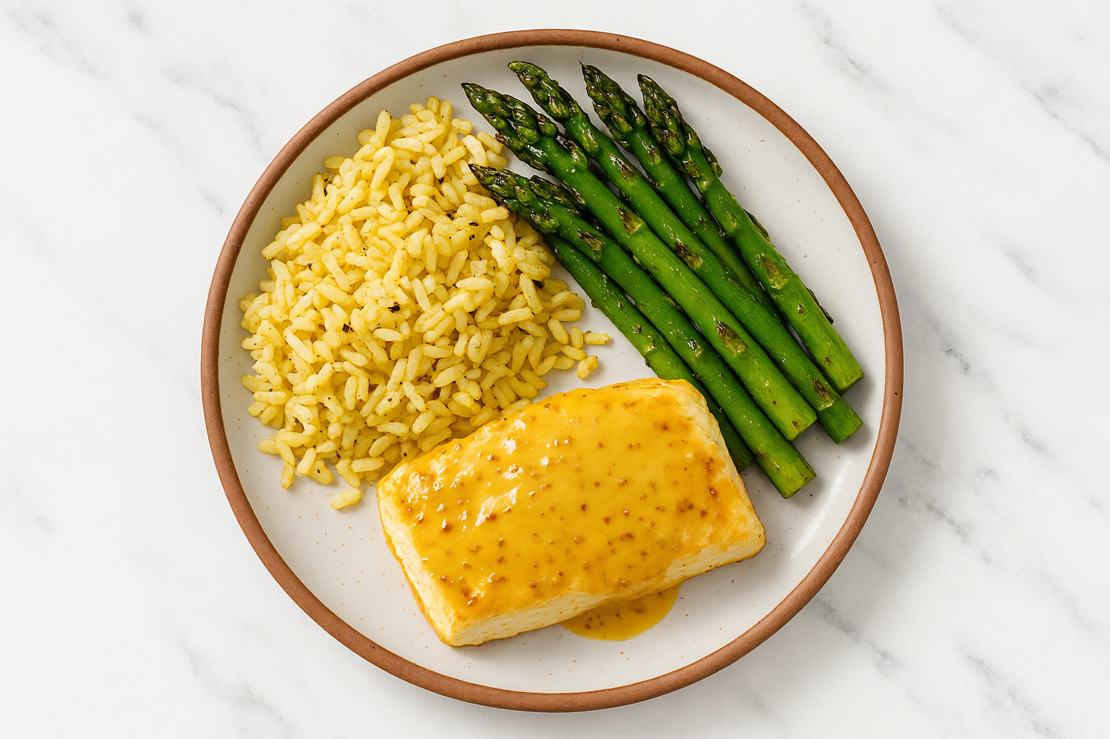 Honey Dijon Baked Halibut + Asparagus