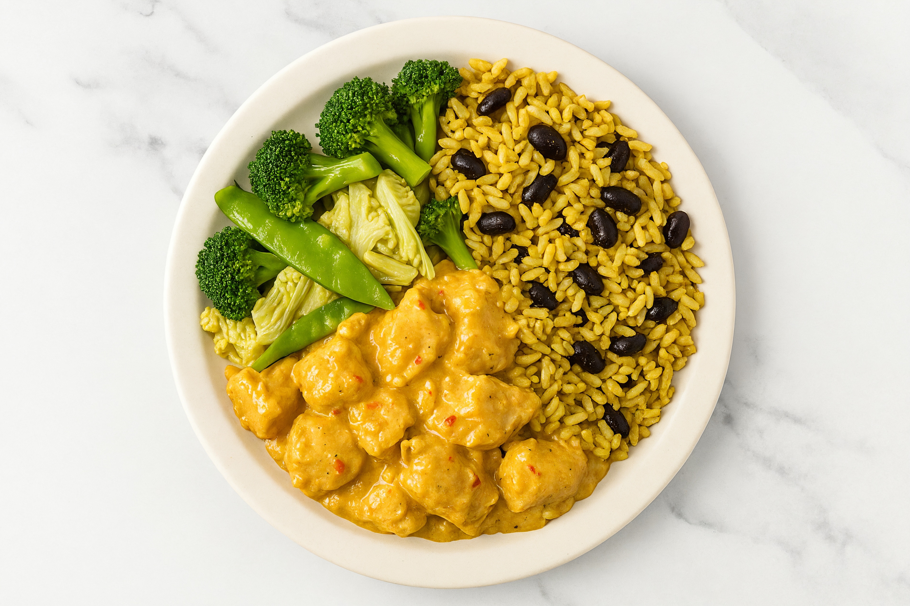Bok Choy Lemongrass Chicken Grain Bowl with Seasoned White Rice + Black Beans