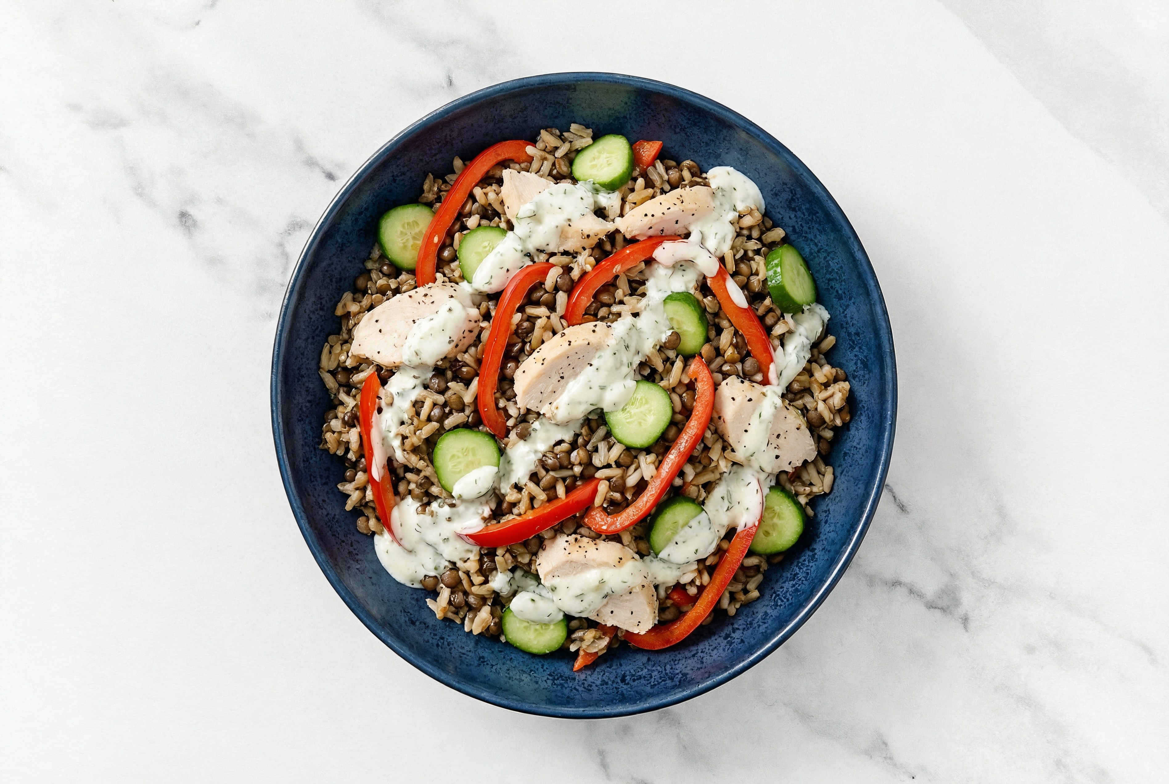  Tzatziki Chicken + Veggie Power Bowl with Red Bell Pepper
