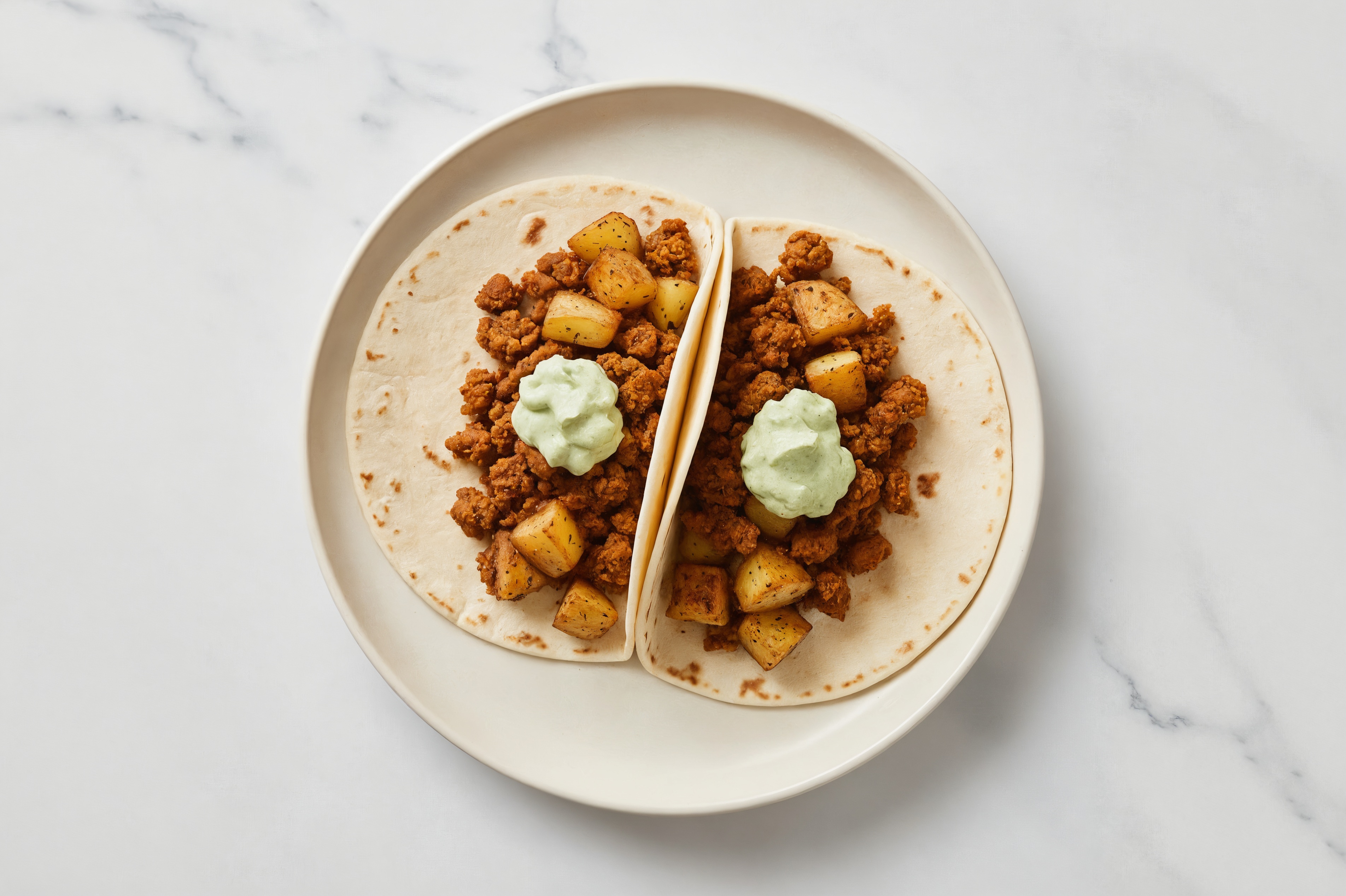 Spicy Taco with Vegan Pesto Aioli + Chorizo
