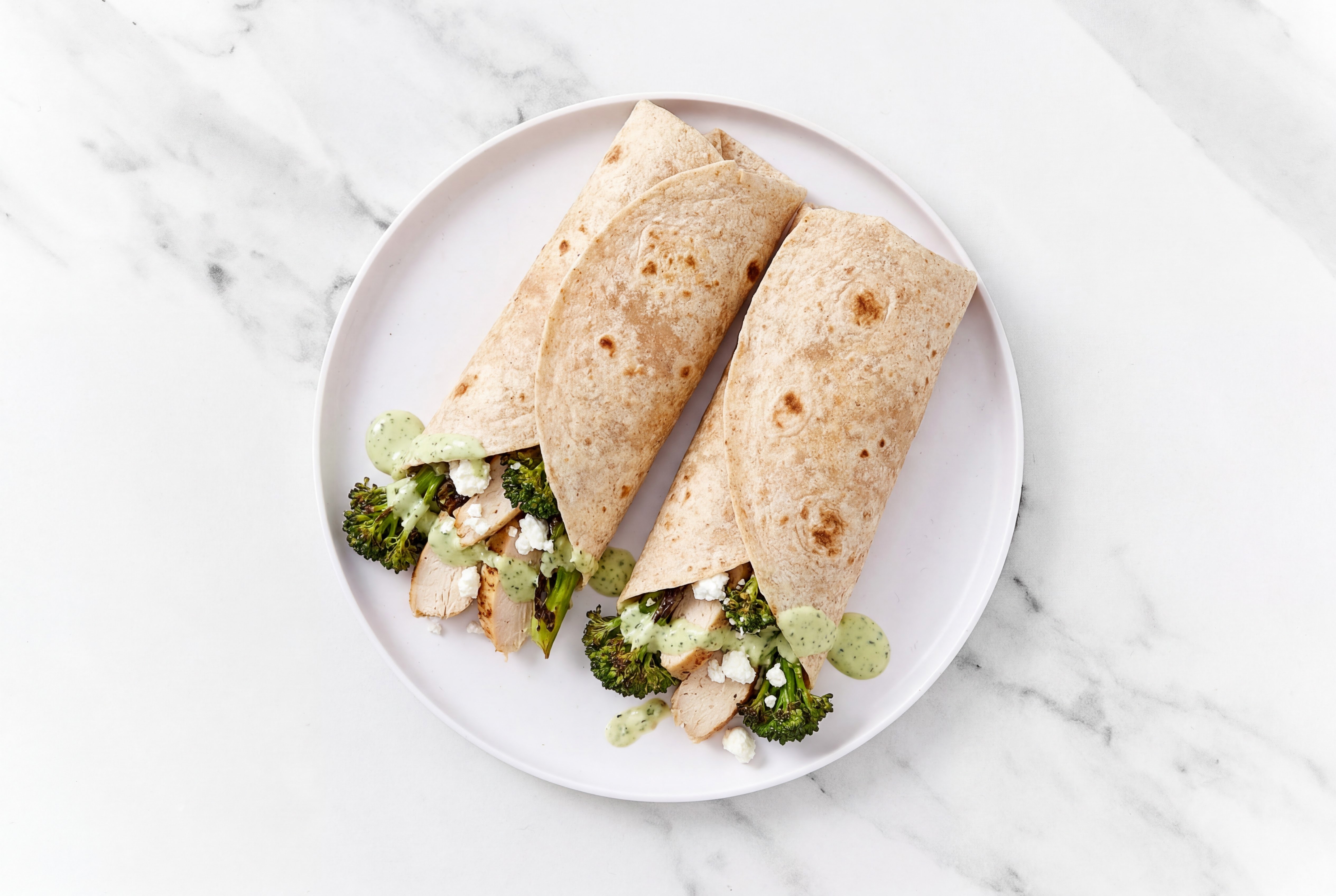 Green Goddess Chicken + Broccoli Wrap