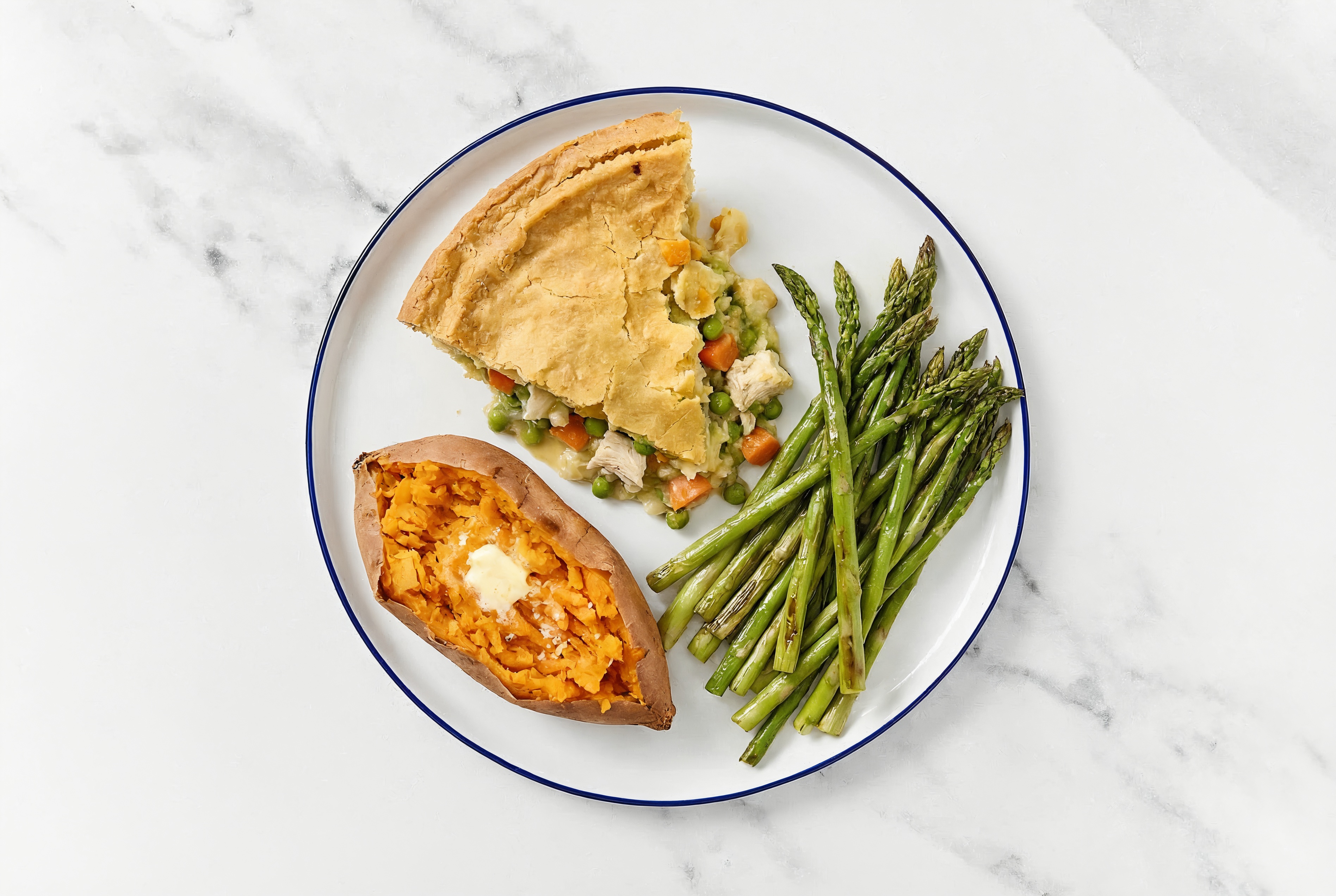 Chicken Pot Pie with Asparagus & Sweet Potato