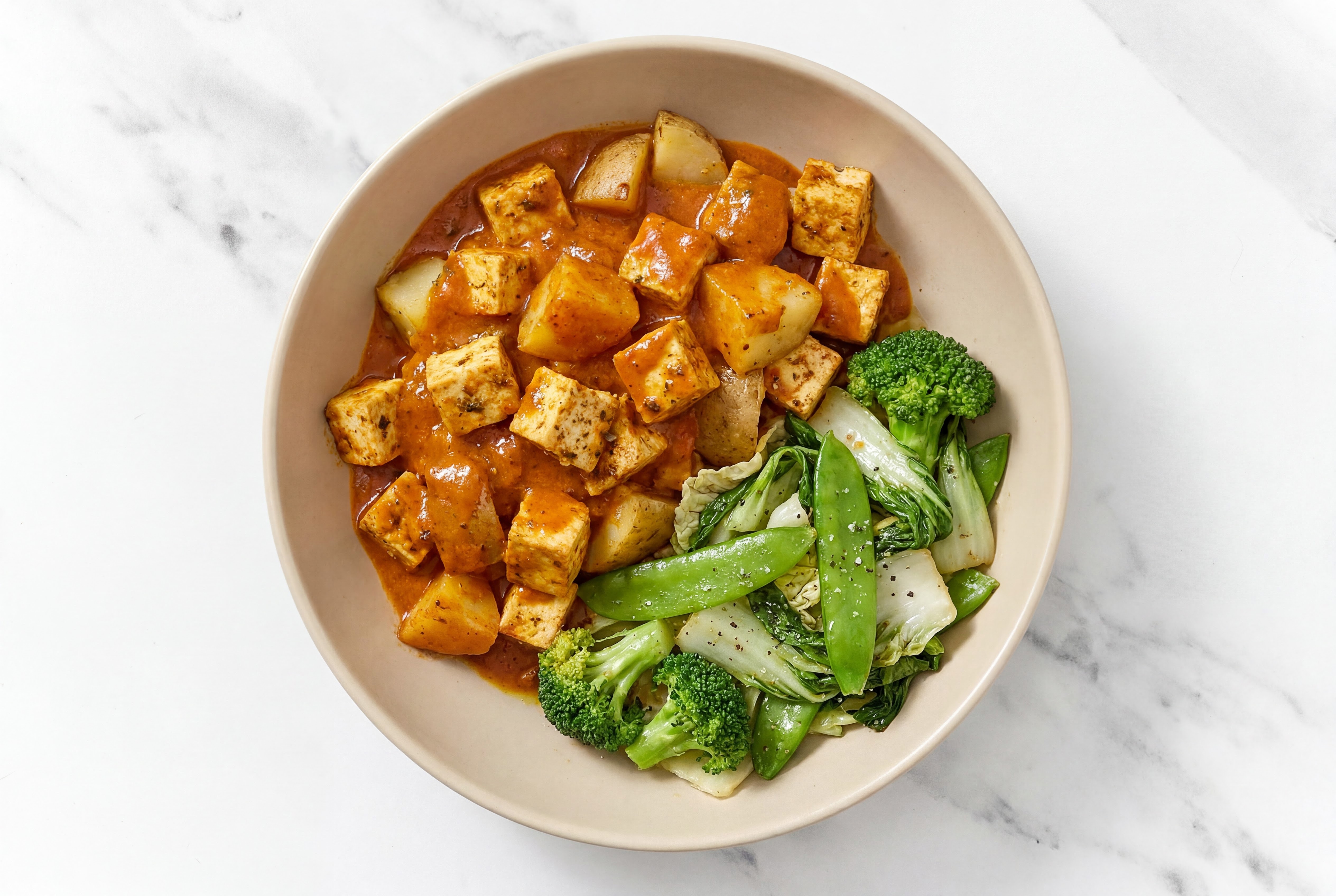 Tofu + Potato Tikka Masala with Bok Choy Veggies