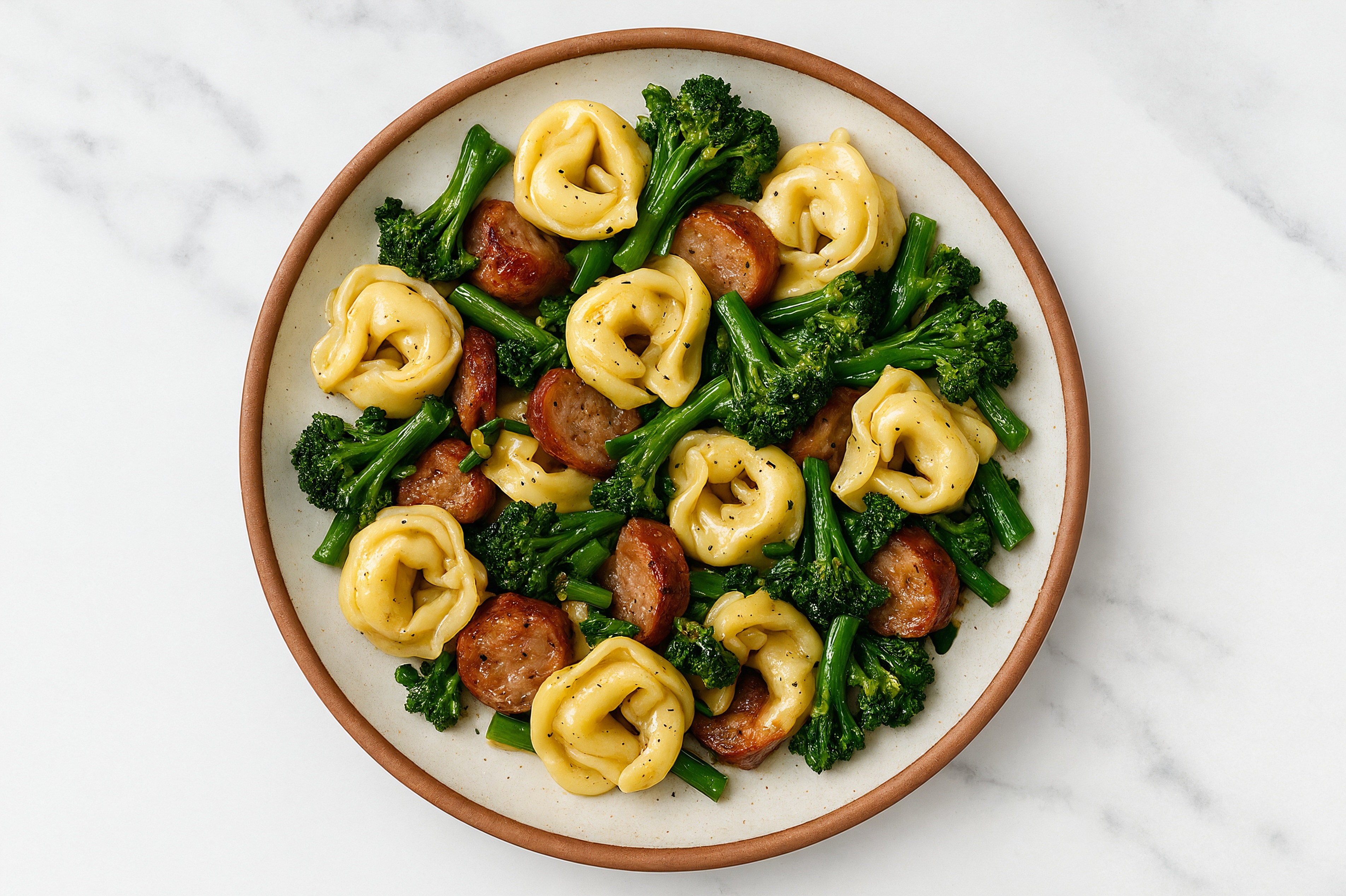 Tortelloni with Broccoli + Hot Sausage