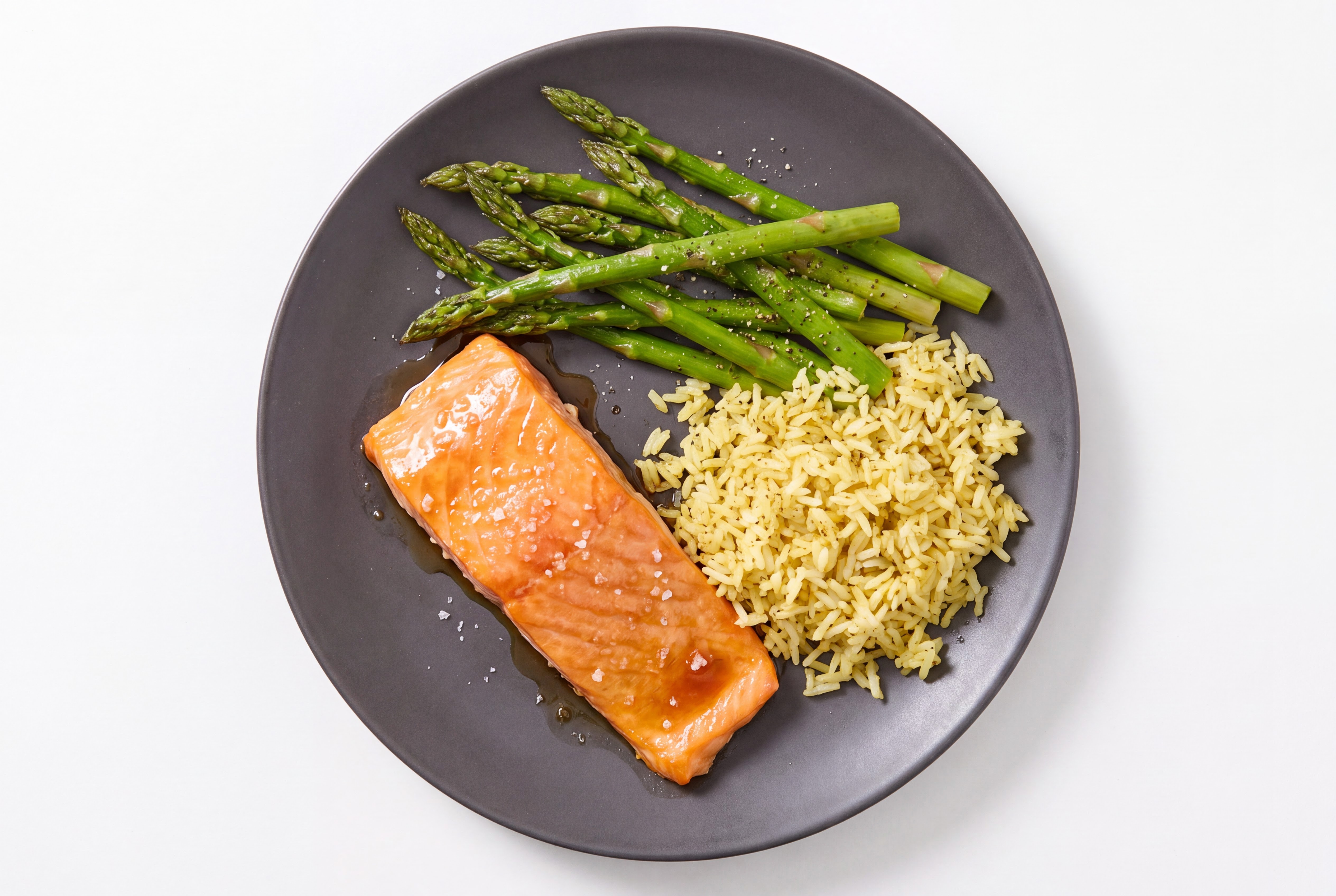 Savory Roasted Salmon + Asparagus Over Seasoned Jasmine Rice