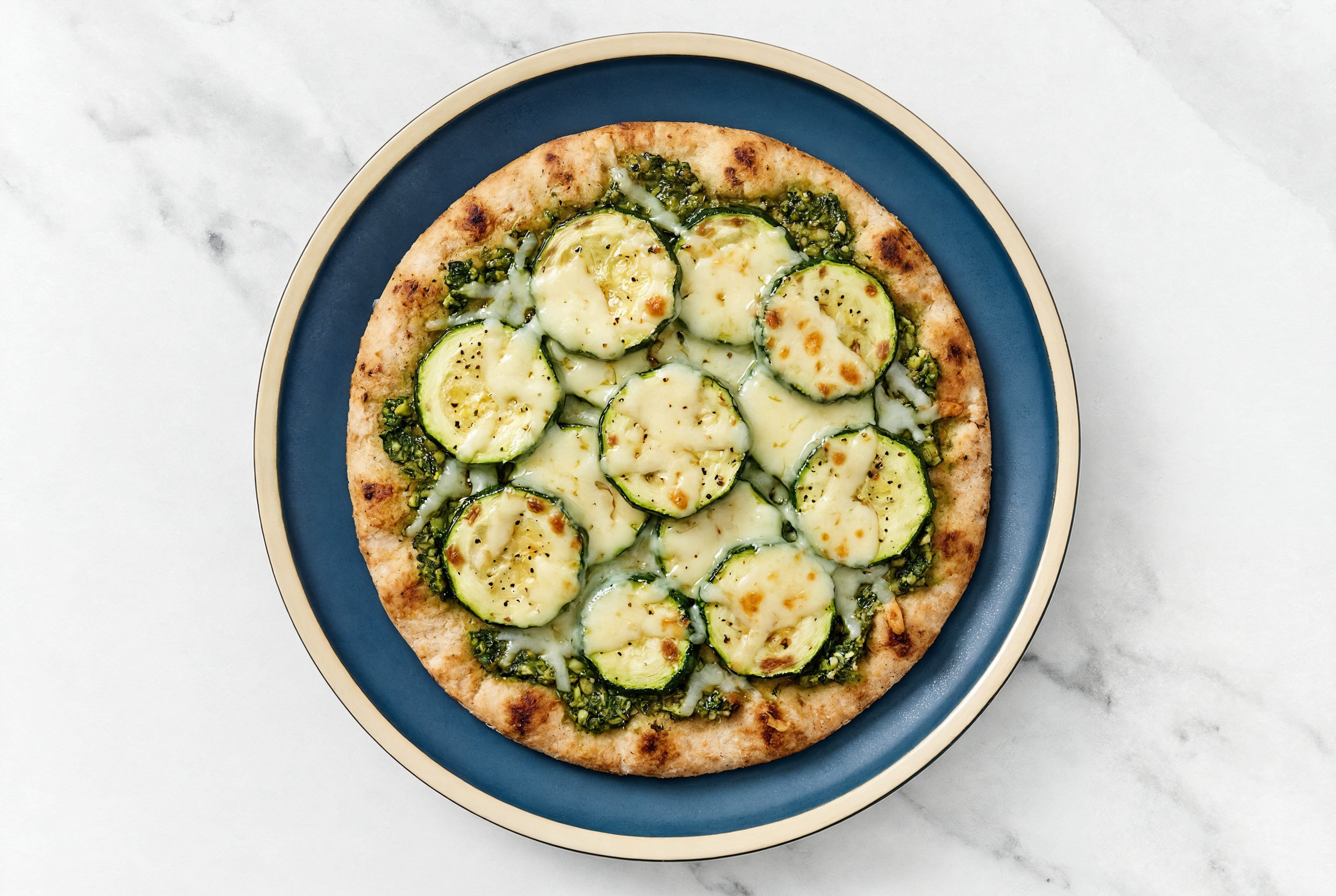 Herby Cheezy Zucchini Pesto Flatbread with Whole Grain Pita Pockets