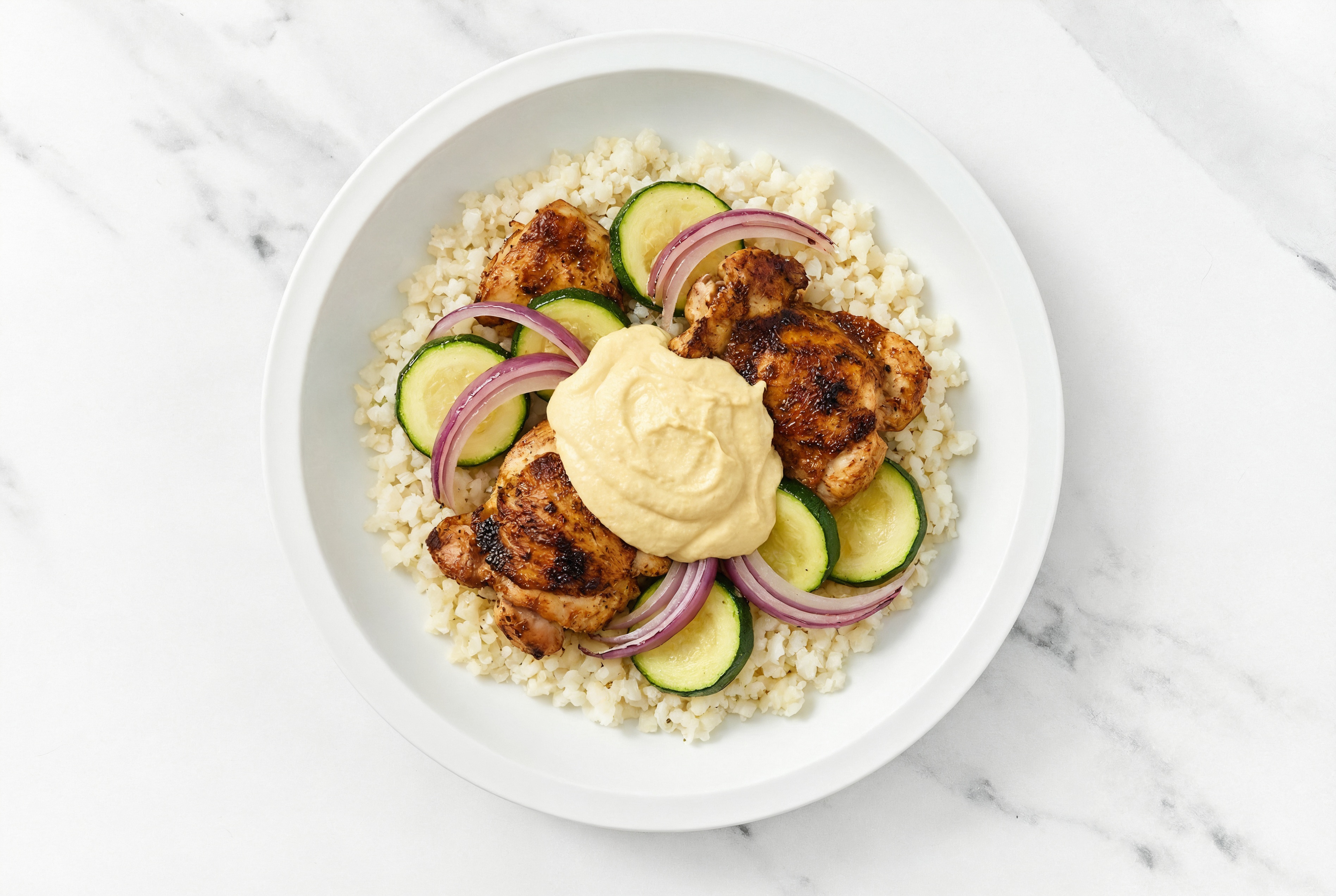 Mediterranean Spicy Chicken Thigh Veggie Plate