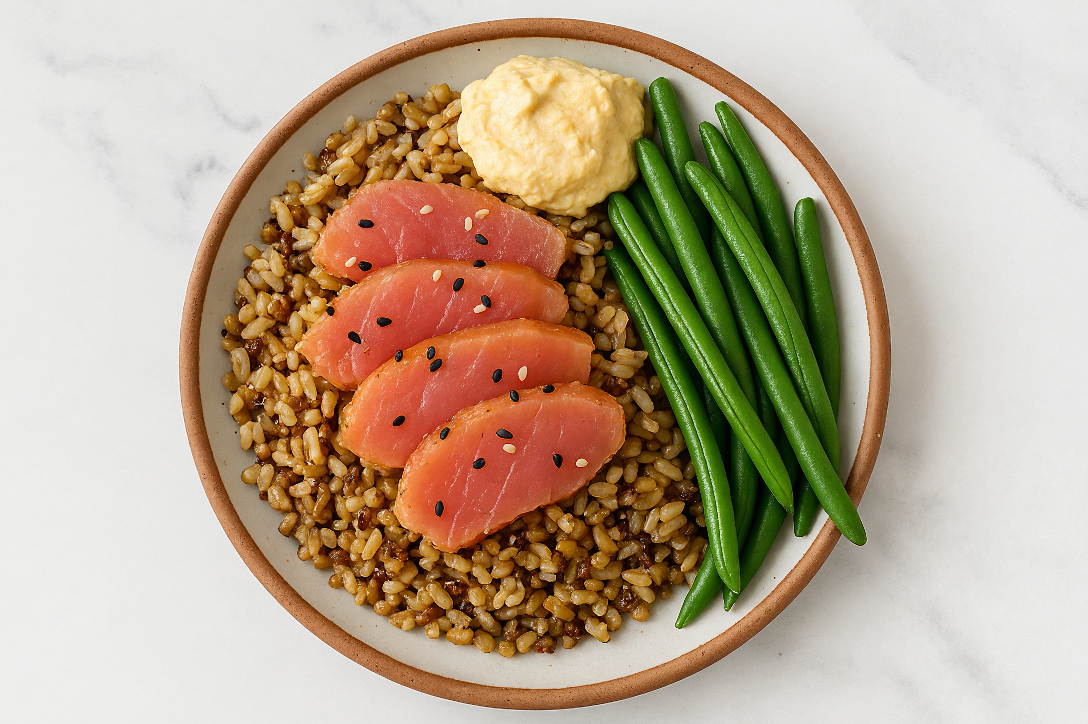 Tuna Seven Grain Bowl with Lemon Hummus & Green Beans
