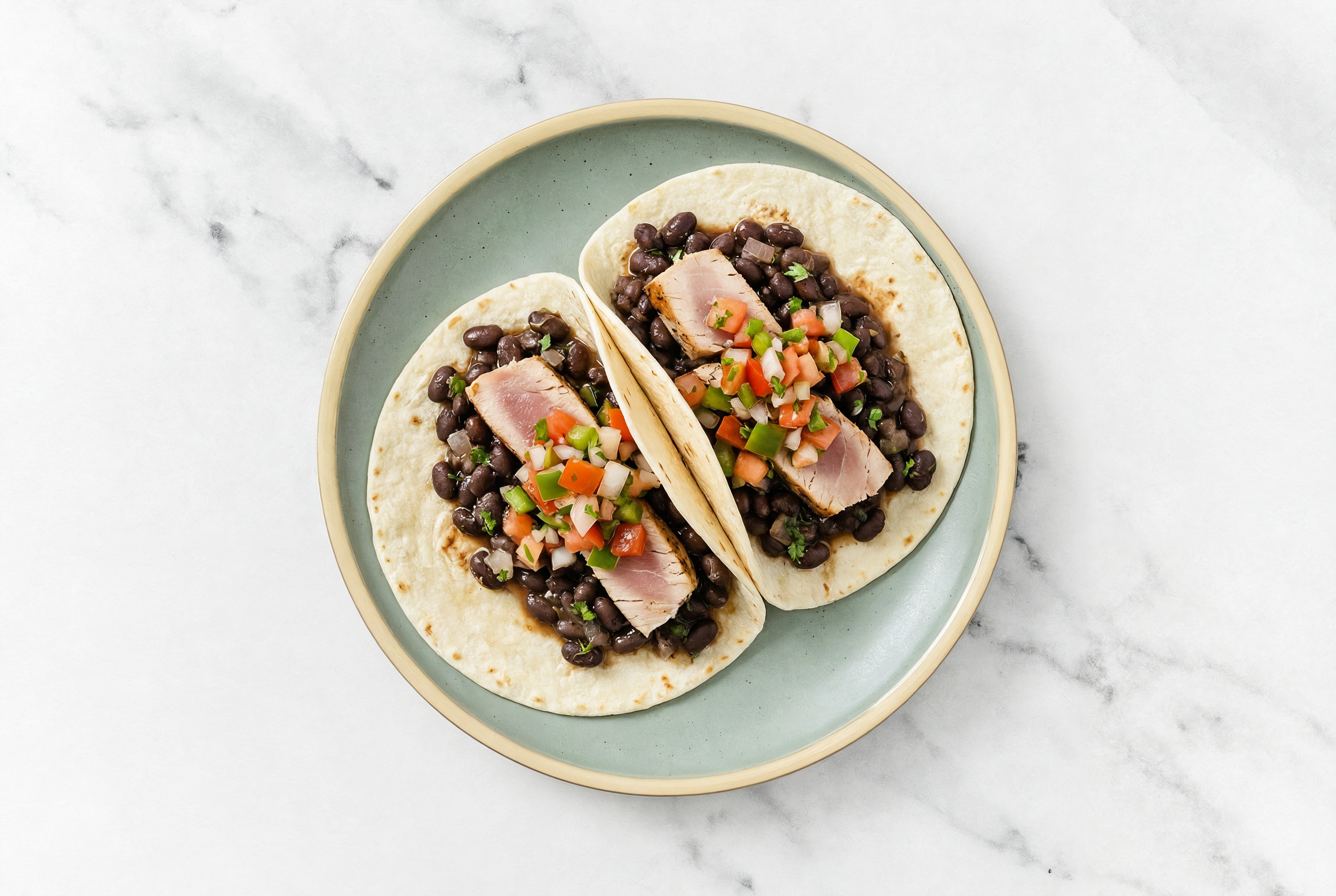  Cuban Spiced Black Beans Bean Tacos with Seared Tuna & Fresh Salsa