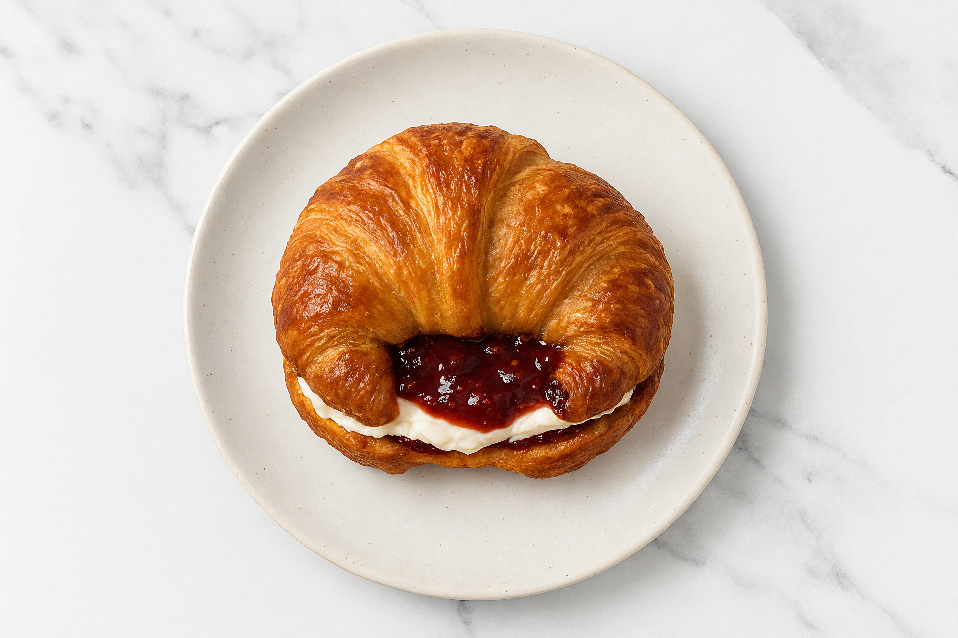 Cream Cheese + Strawberry Jam Croissant Sandwich