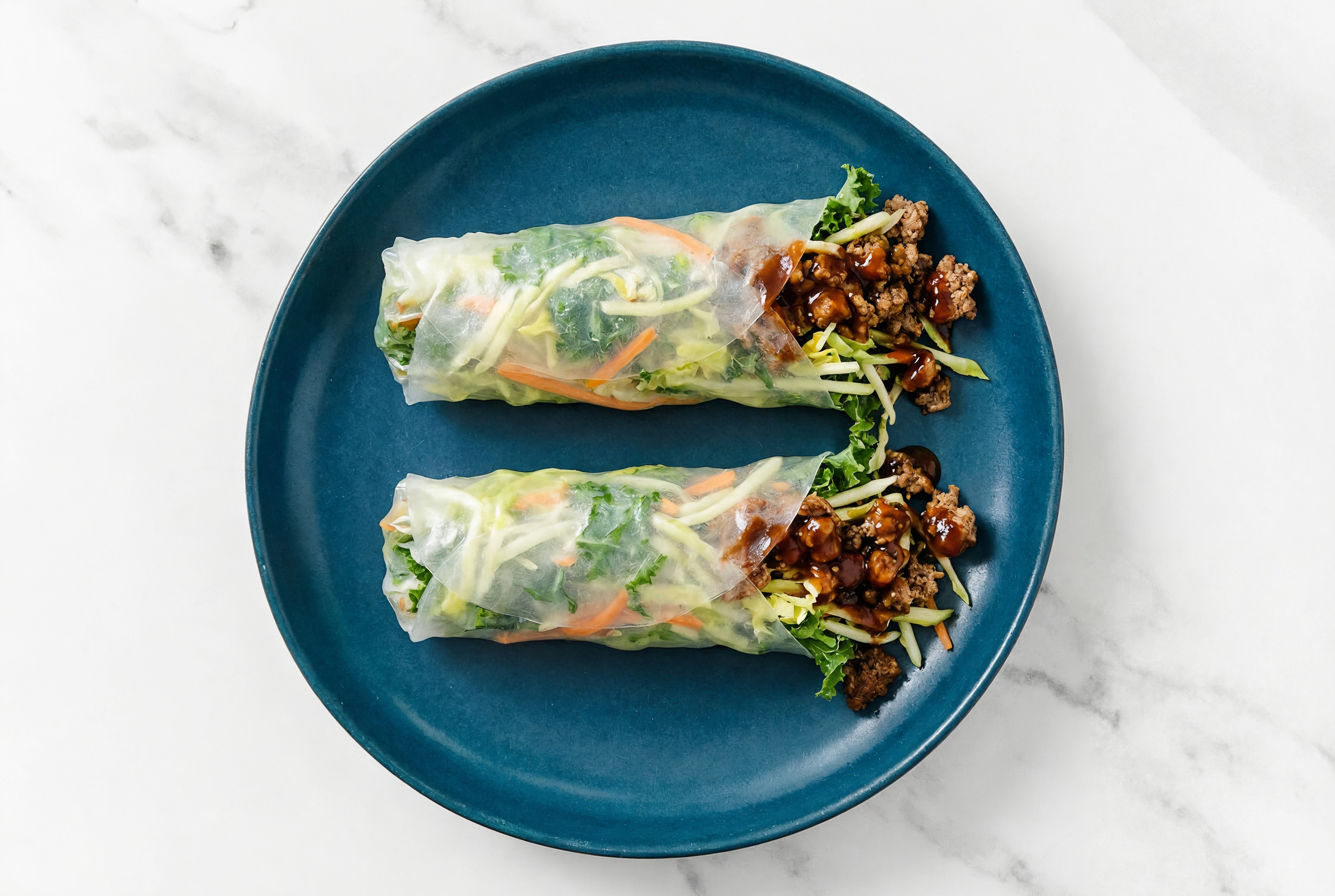 BBQ Ground Bison Summer Rolls with Original BBQ Sauce