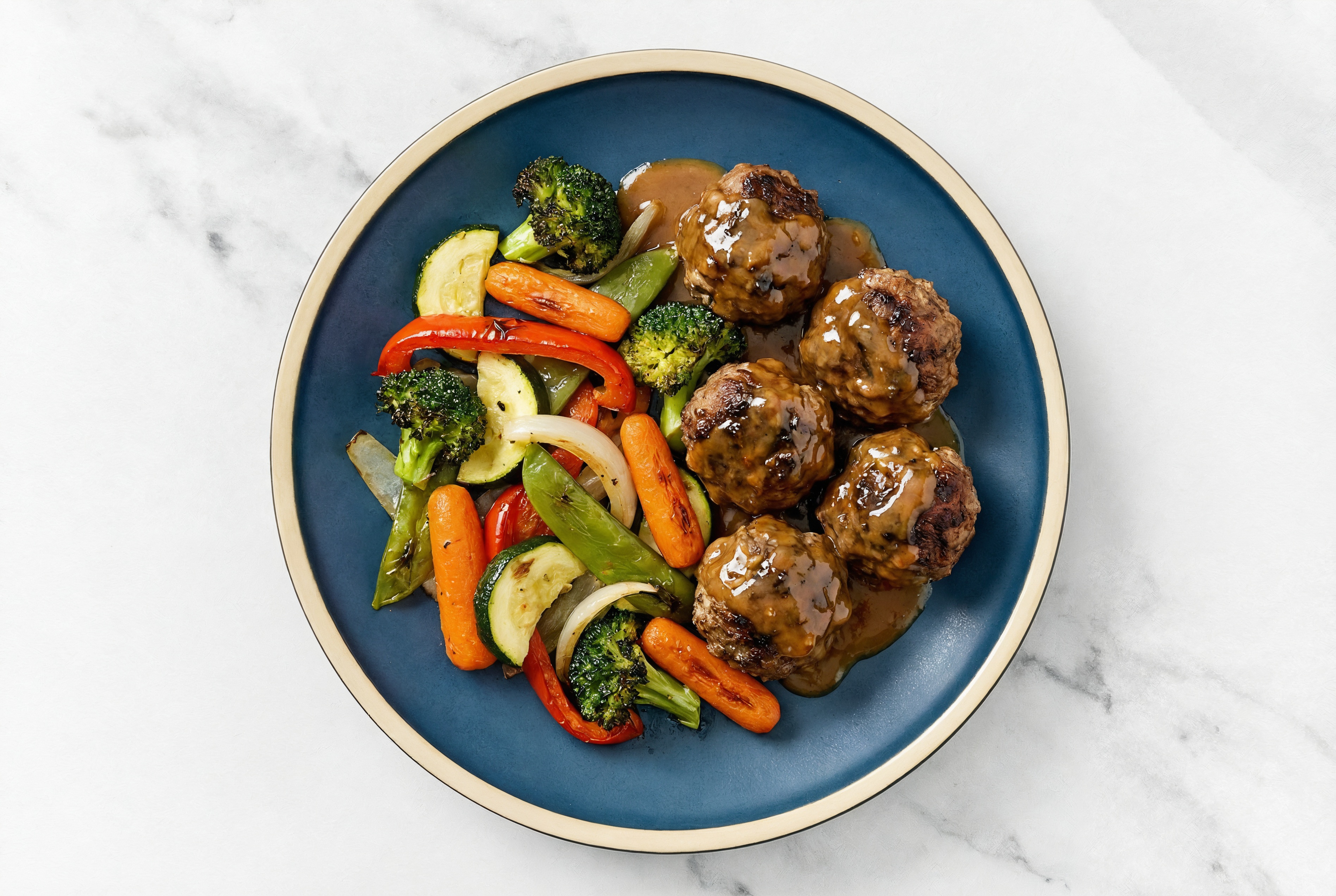 Thai Peanut Baked Bison Meatballs & Veggies