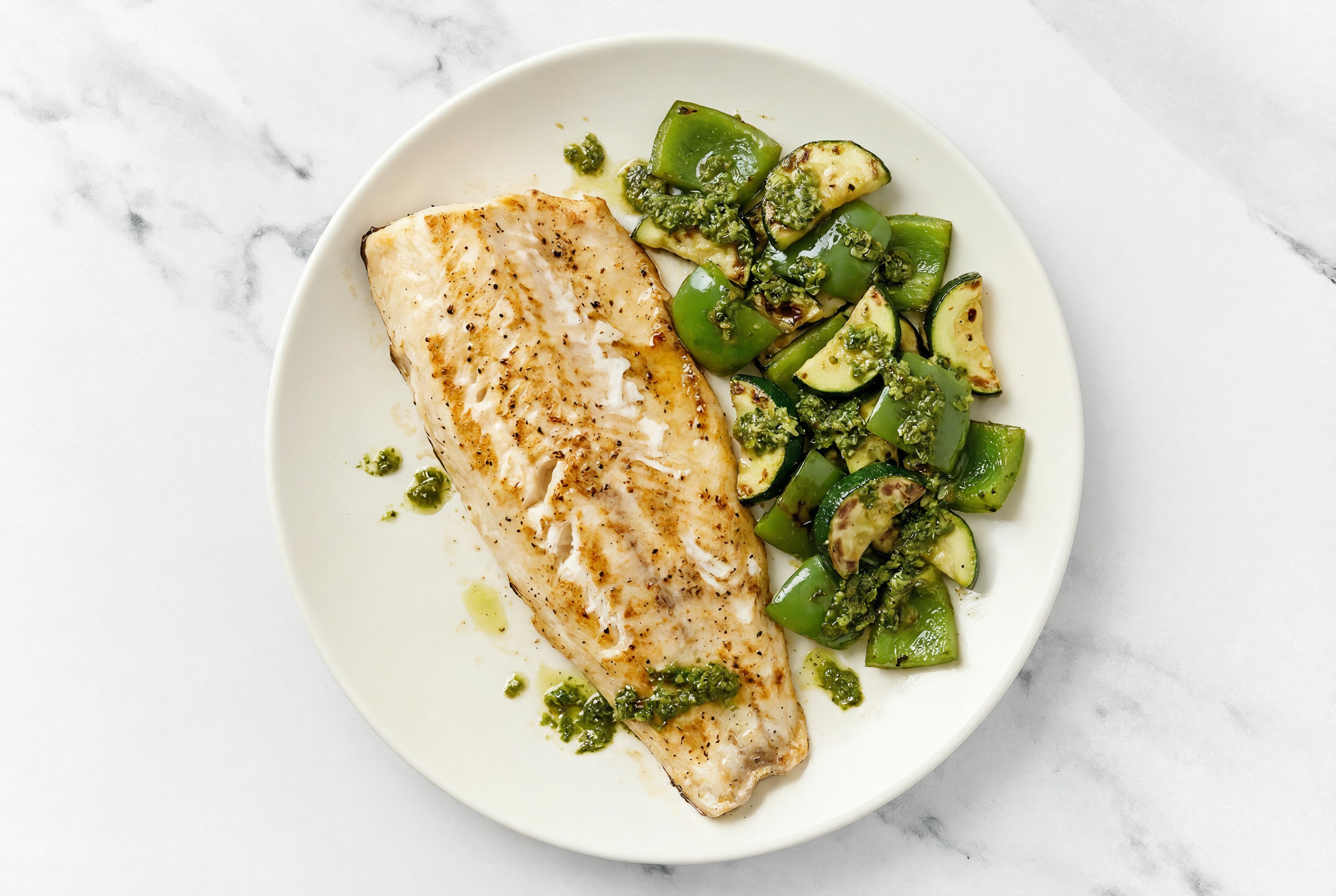 Herby Taco Trout with Chimichurri Summer Veggies with Zucchini