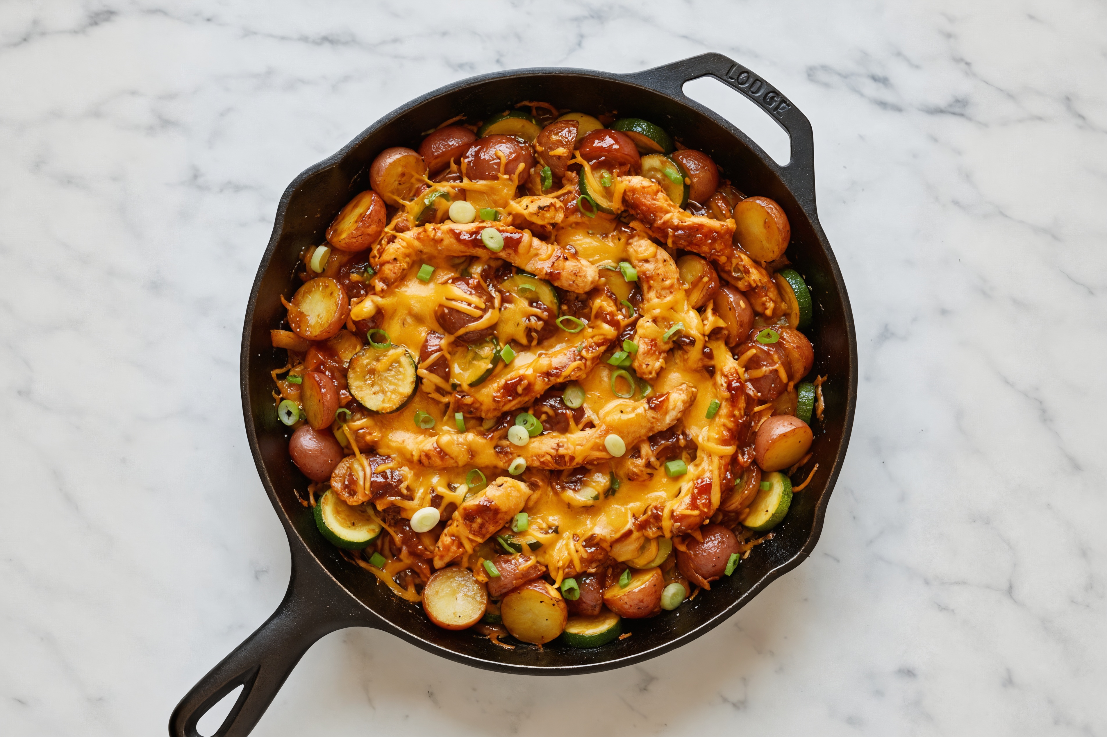 BBQ Chicken + Zucchini Skillet Hash with Original BBQ