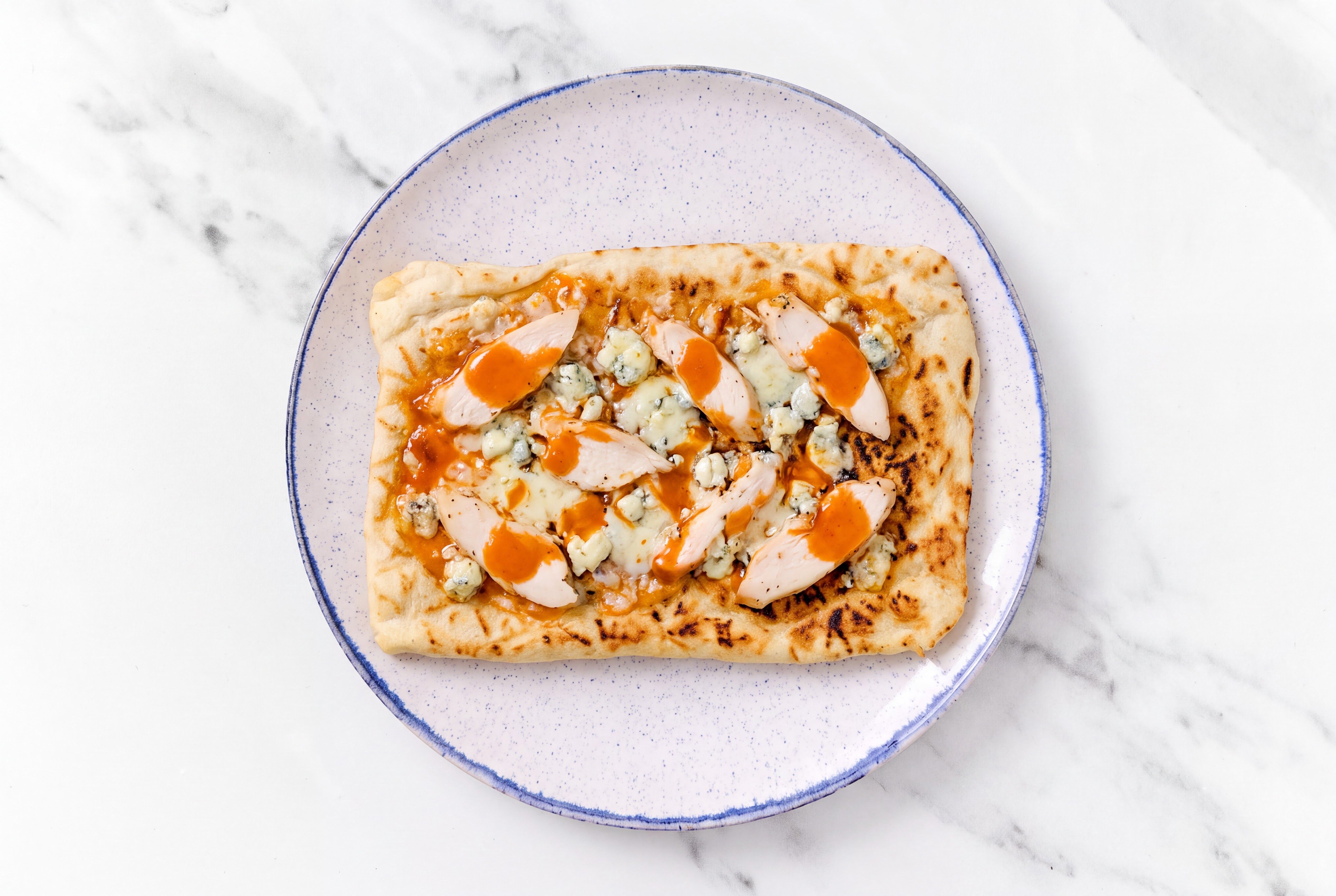 Dill Buffalo Roasted Chicken + Blue Cheese Flatbread