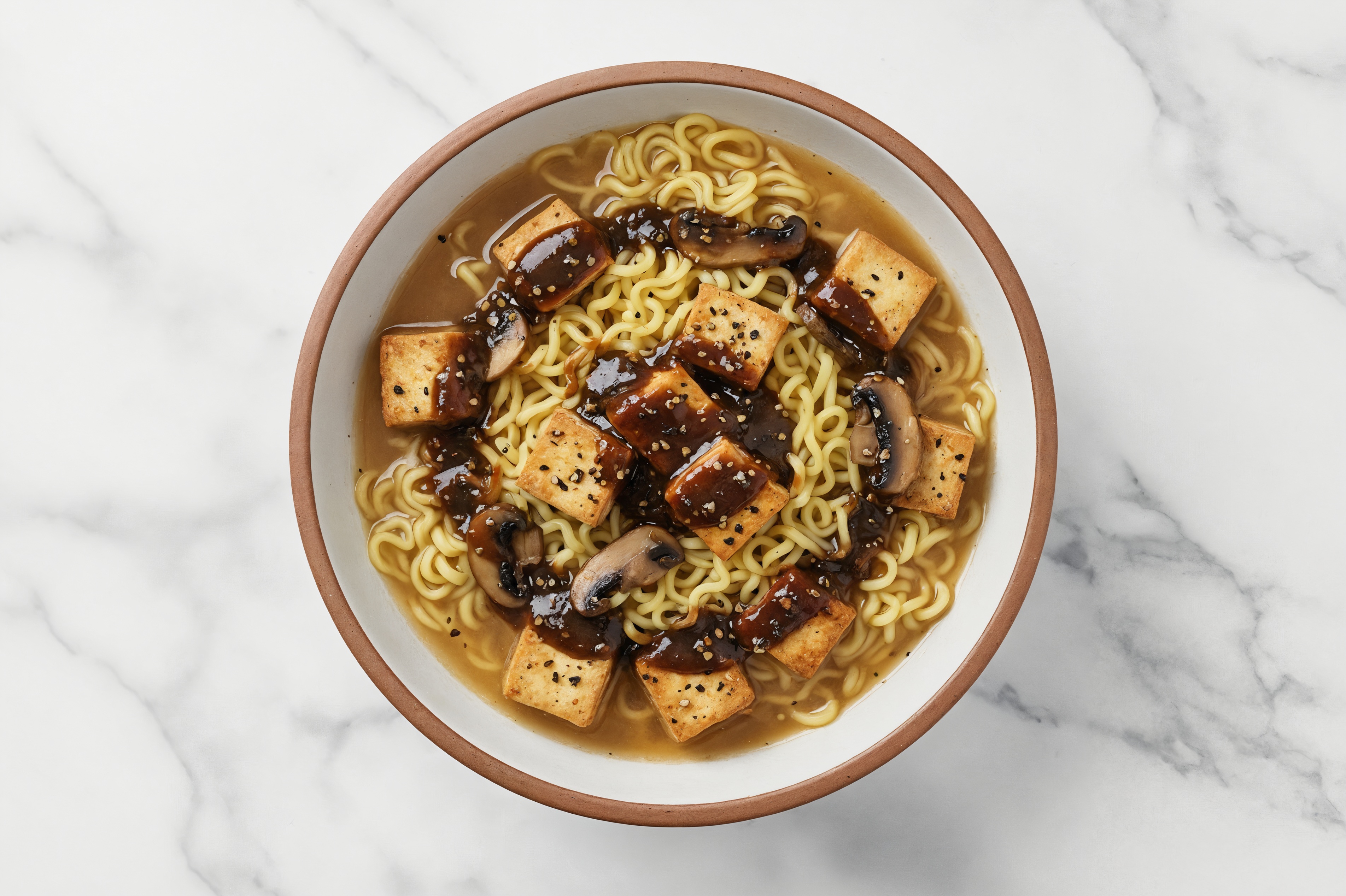 Sweet + Tangy Tofu + Mushroom Ramen Soup