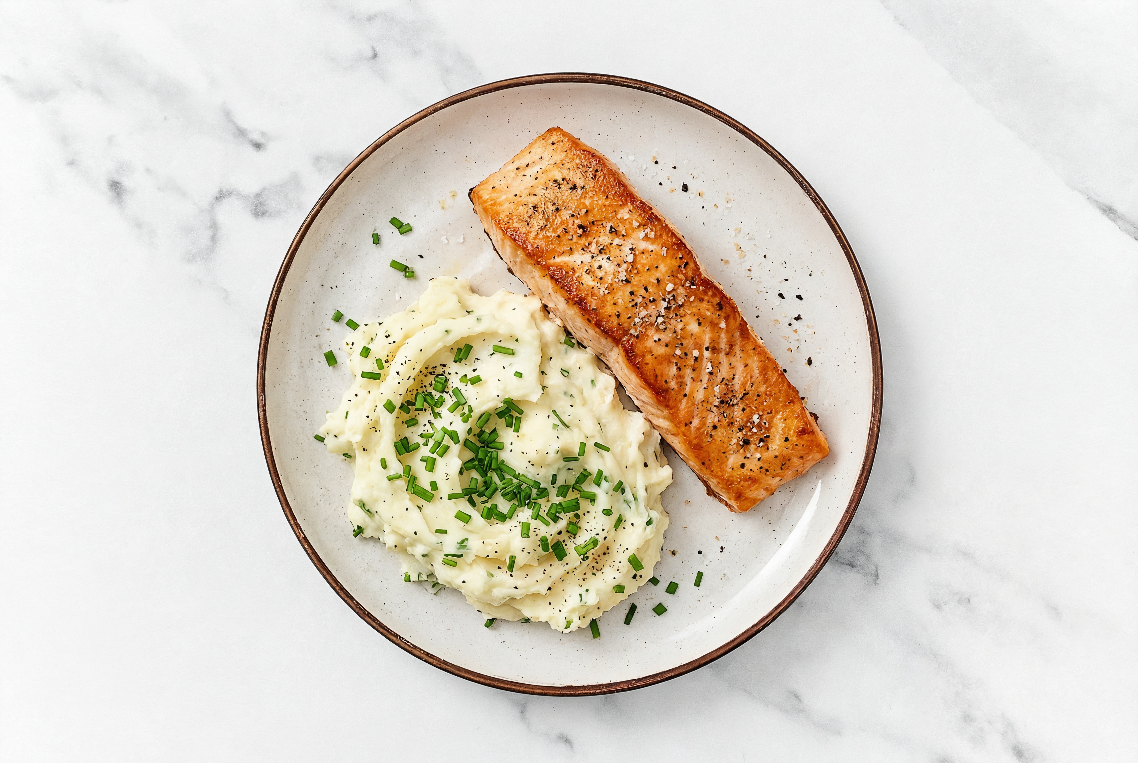Seared Salmon + Creamy Herb Mashed Russet Potatoes