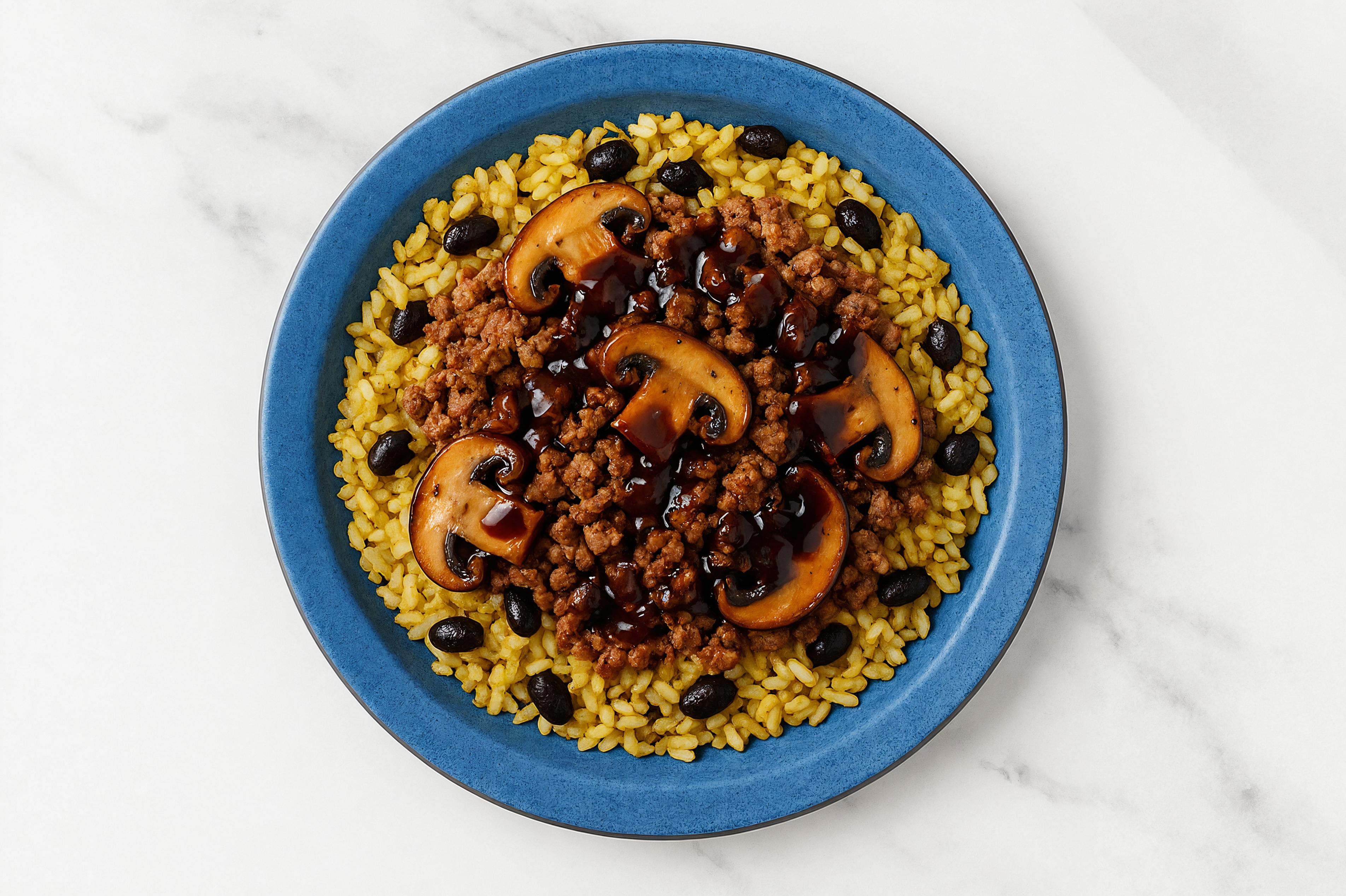 Japanese BBQ Ground Lamb + Seasoned Rice Bowl with Bella Mushrooms