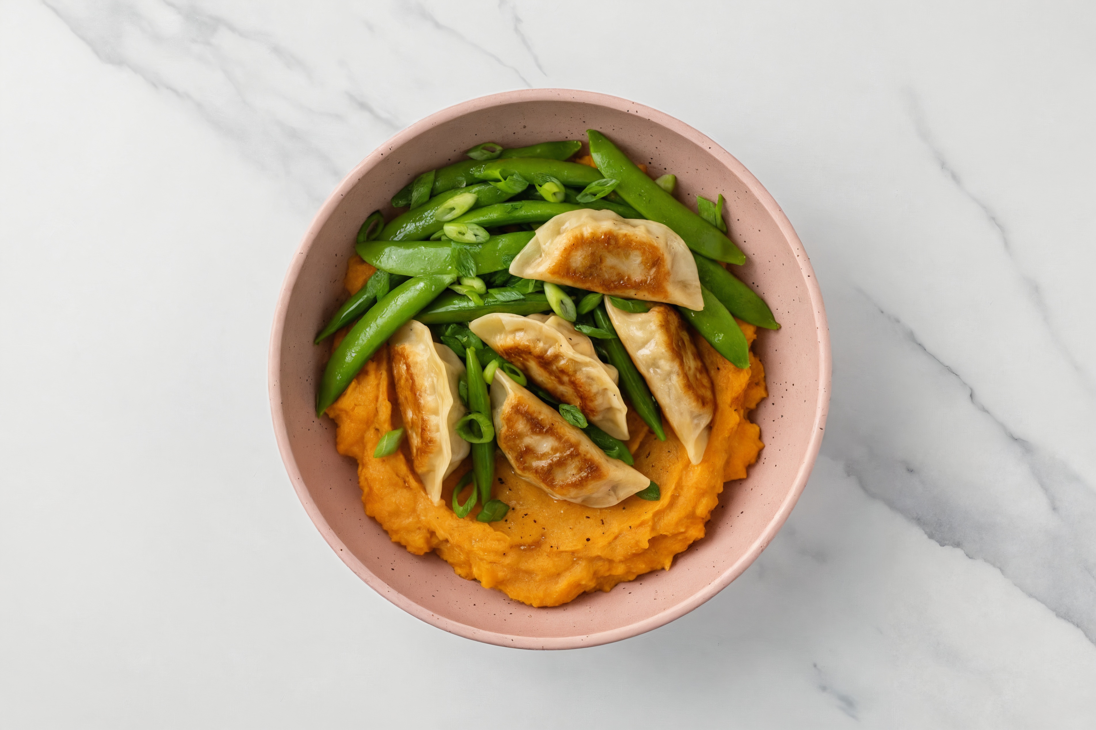 Sweet Sesame Chicken Ginger Dumplings Potsticker Veggie Bowl