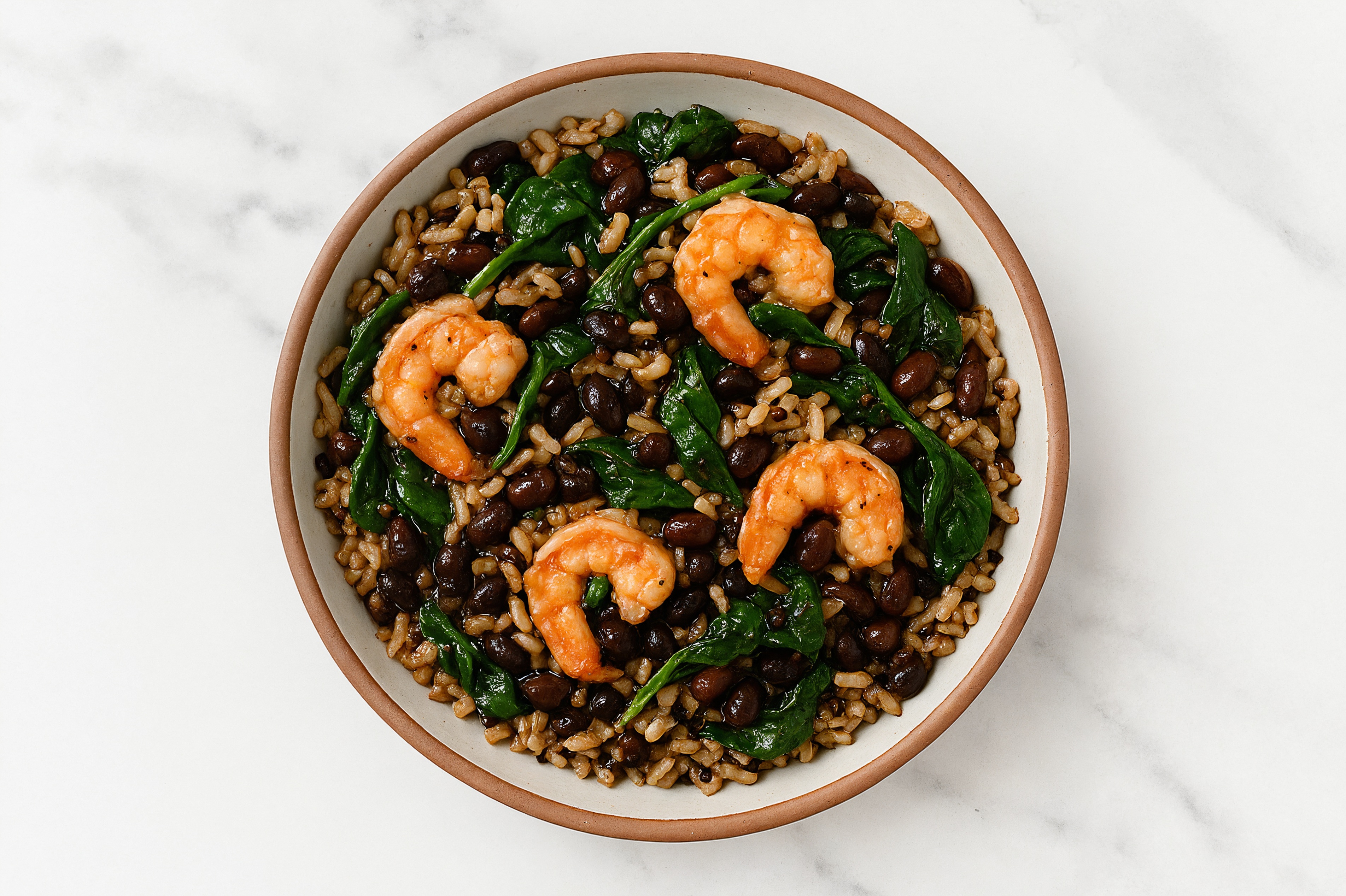 Simple Medium Cooked Shrimp + Black Bean Bowl