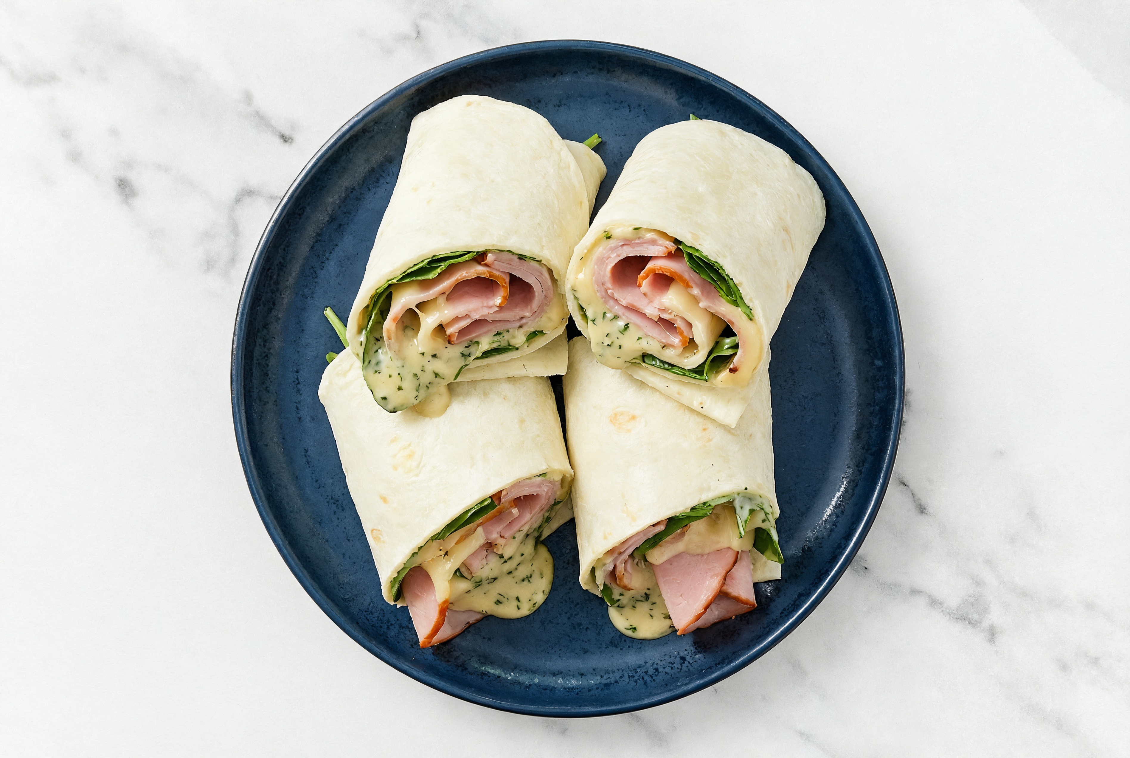 Herby Honey Ham + Havarti Wraps with Spinach