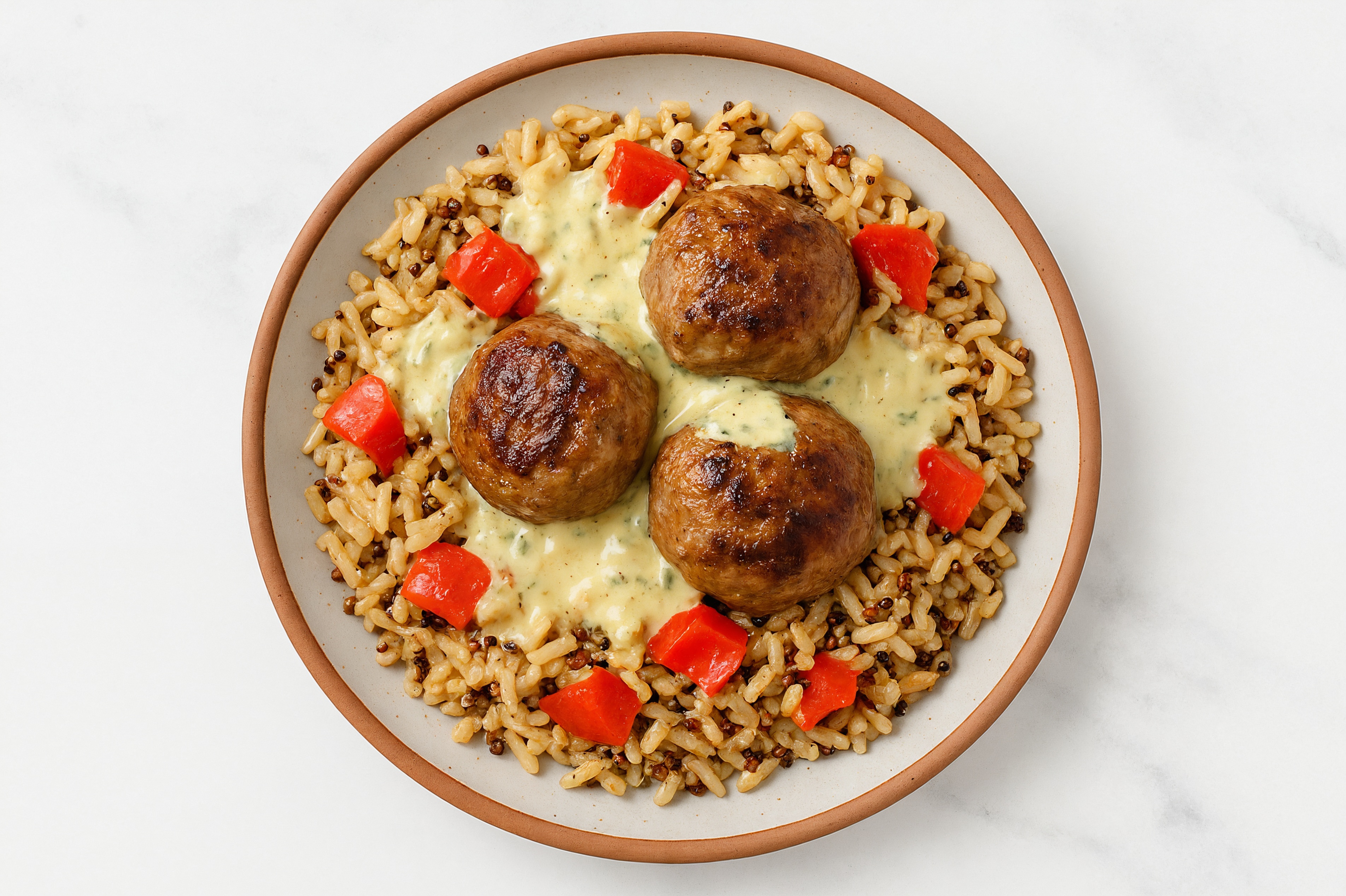 Herb Cream Meatball Rice Bowl