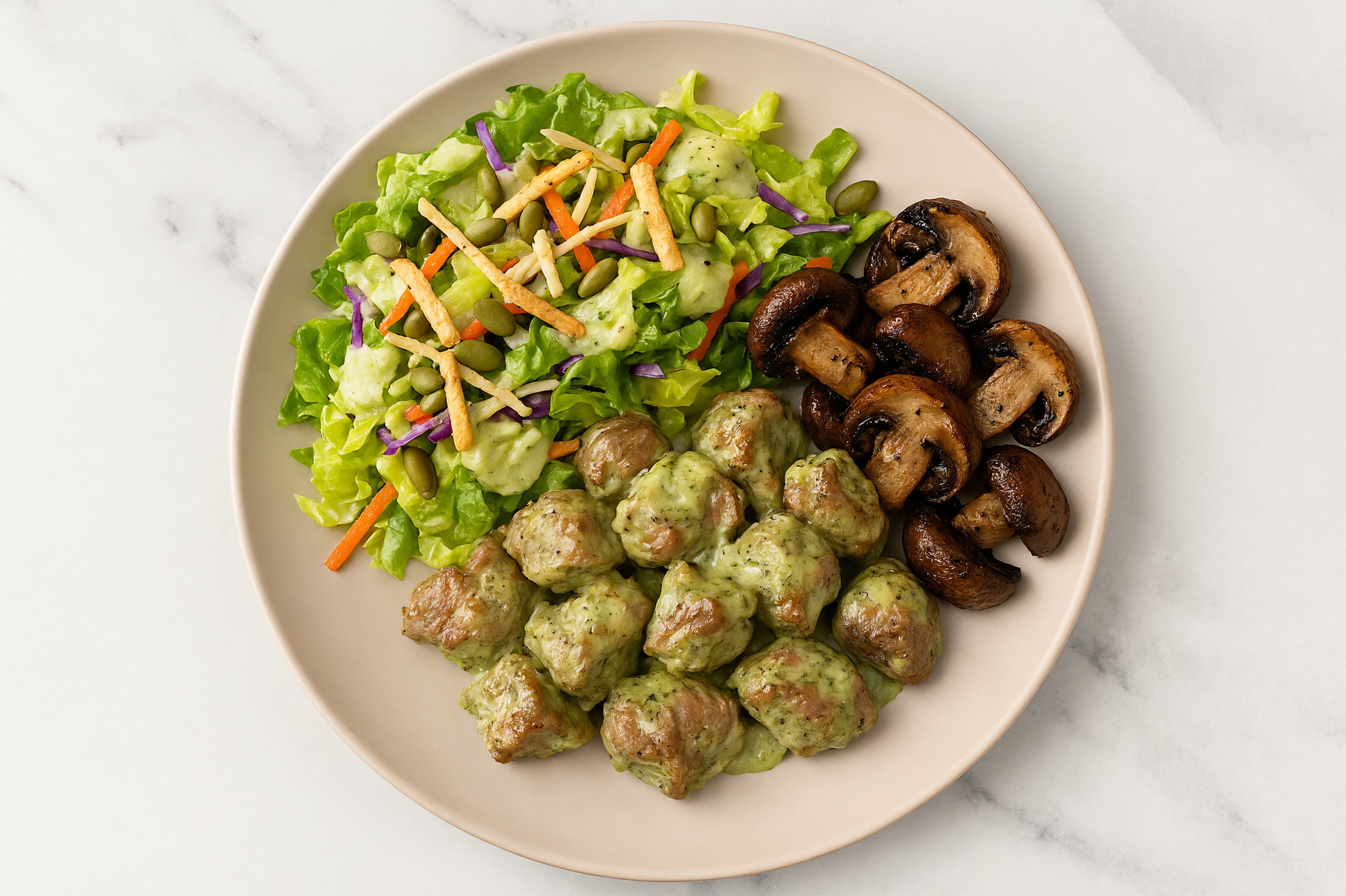 Jalapeño Roasted Lamb & Mushrooms with Avocado Salad
