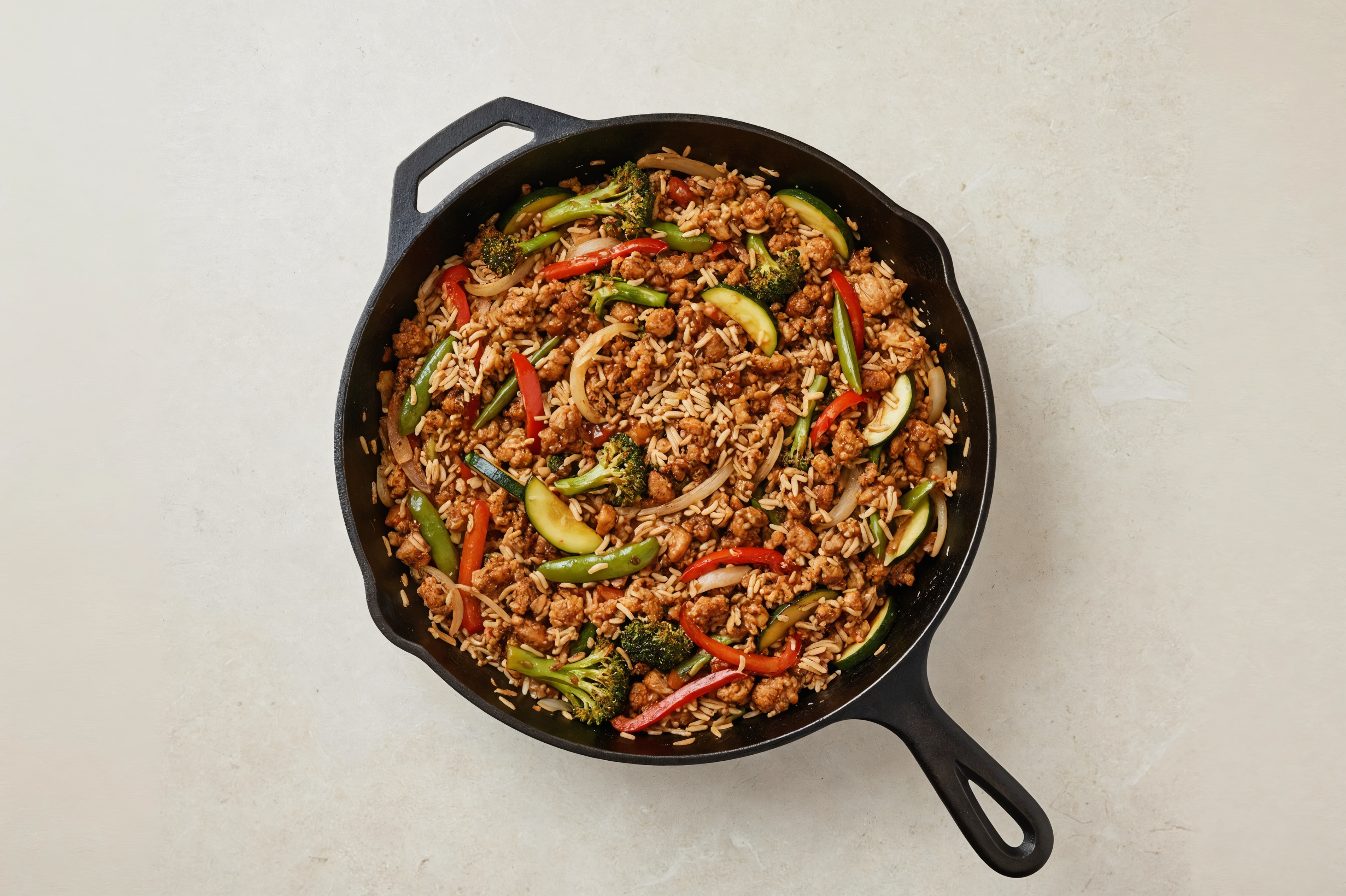 Teriyaki Veggie + Ground Turkey Stir-Fry with Long Grain White Rice