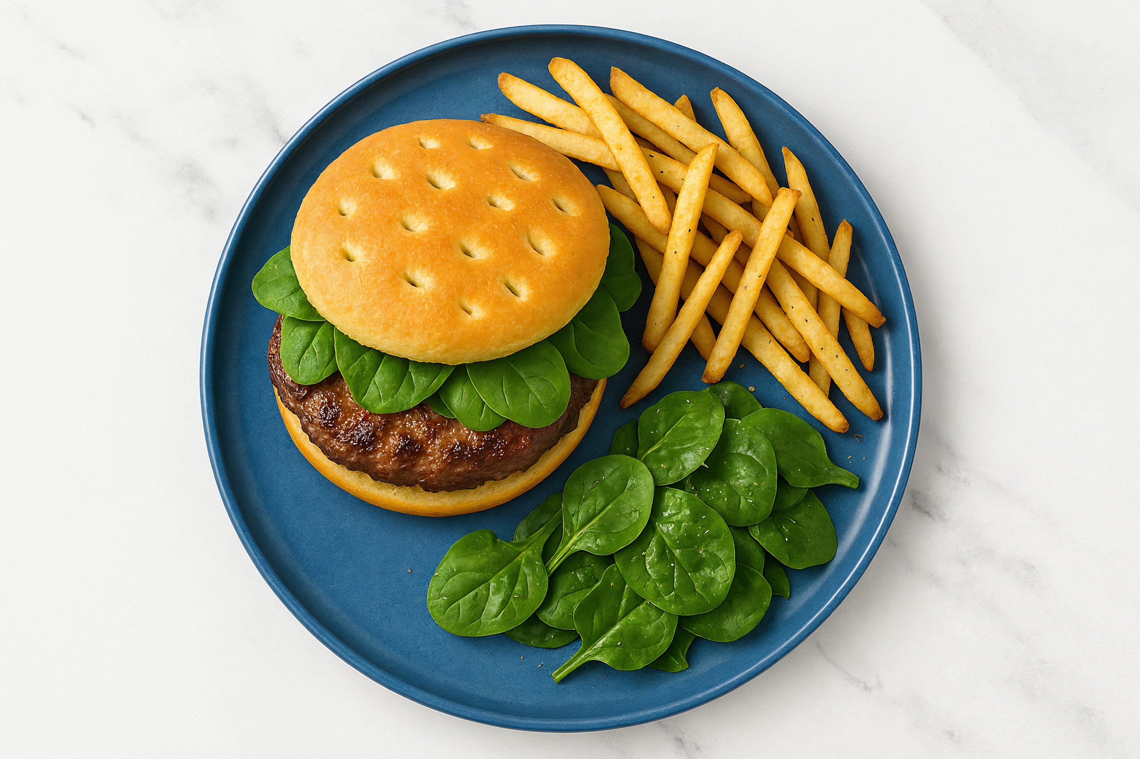 Hearty Burger with Russet Potatoes Potato Fries